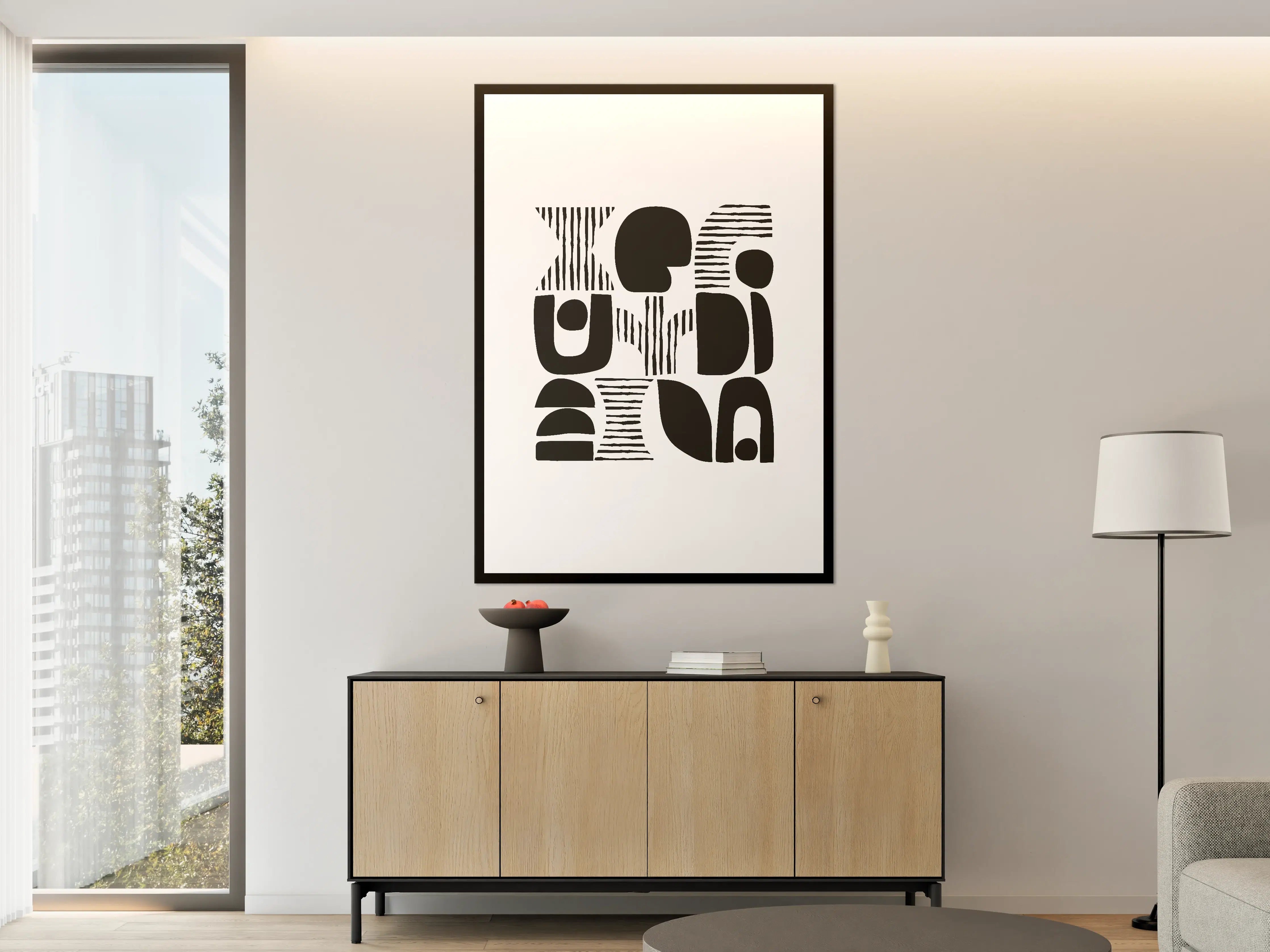 Große Wandbilder - Moderne Schwarz-Weiß-Kunst mit geometrischen Formen