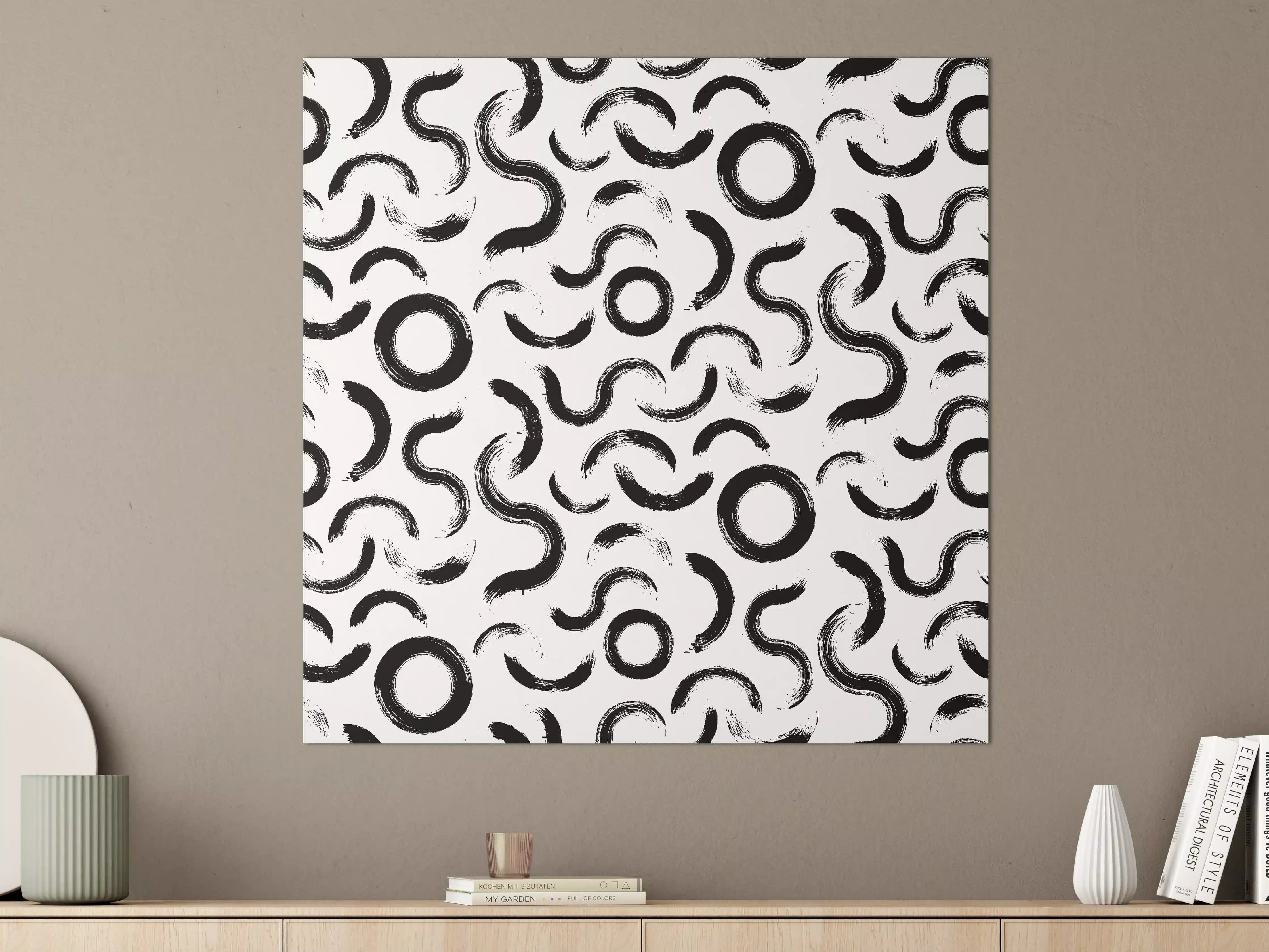 Große Wandbilder - Moderne Schwarz-Weiß-Musterwand