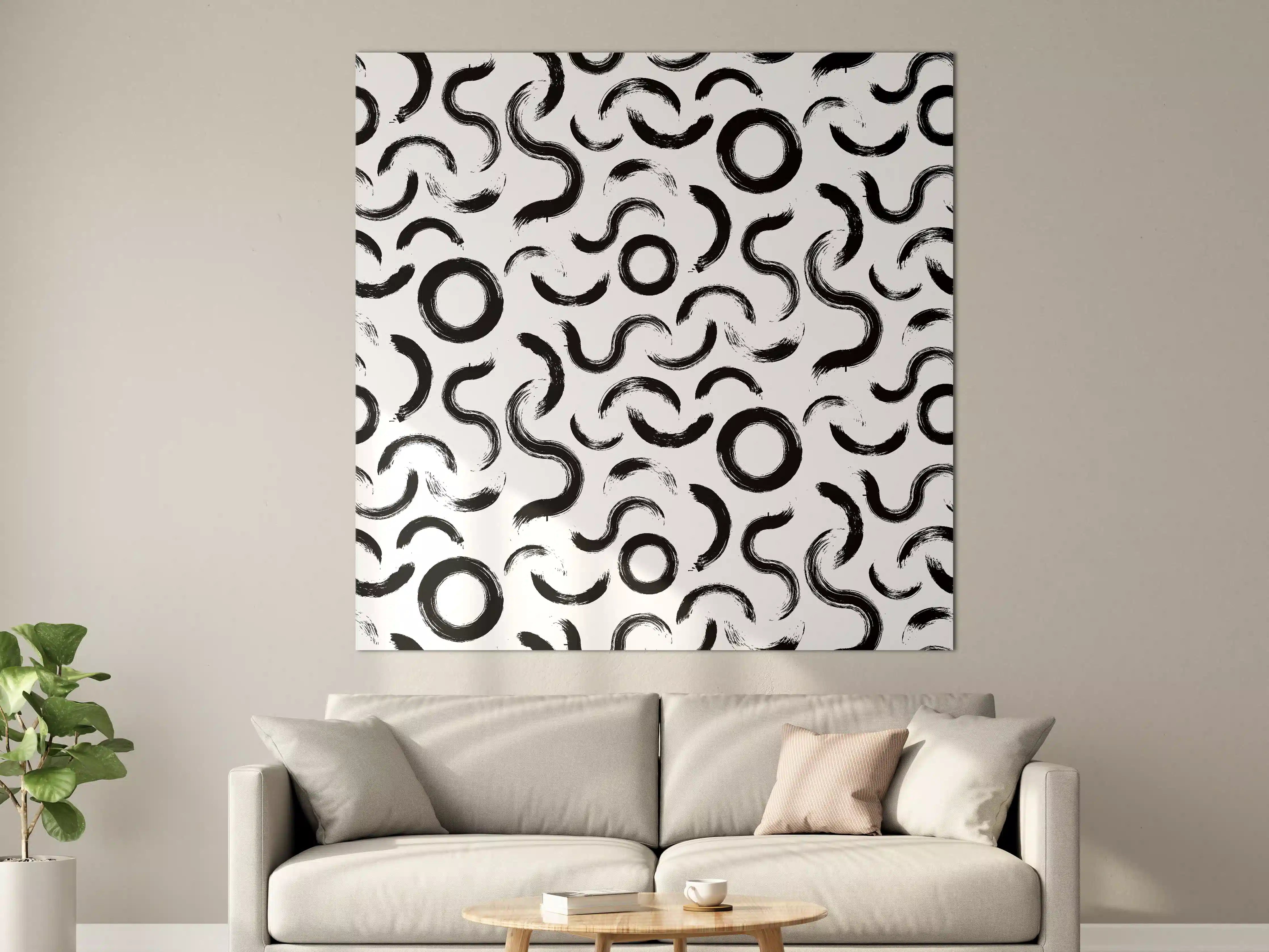 Große Wandbilder - Moderne Schwarz-Weiß-Musterwand