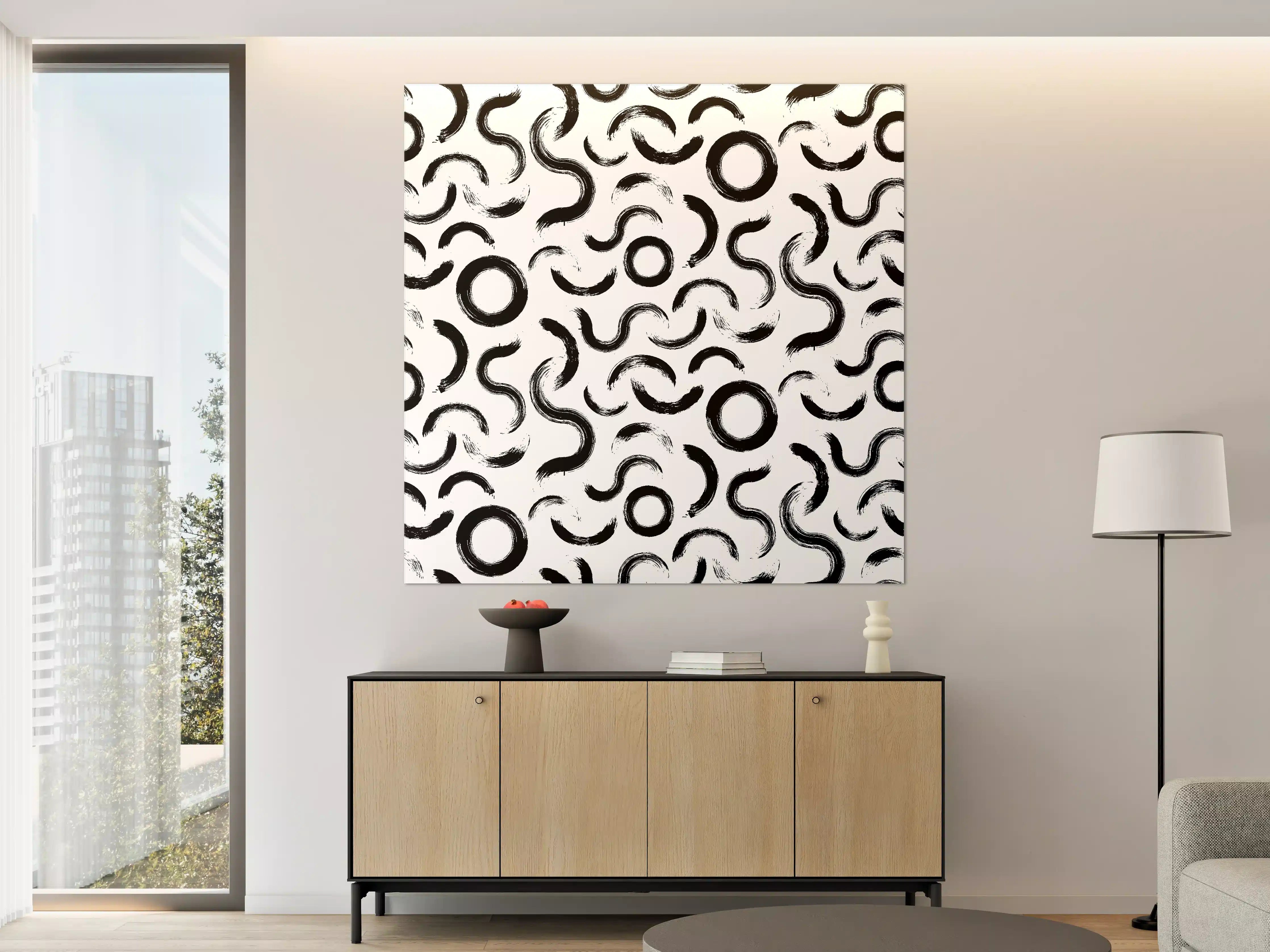 Große Wandbilder - Moderne Schwarz-Weiß-Musterwand