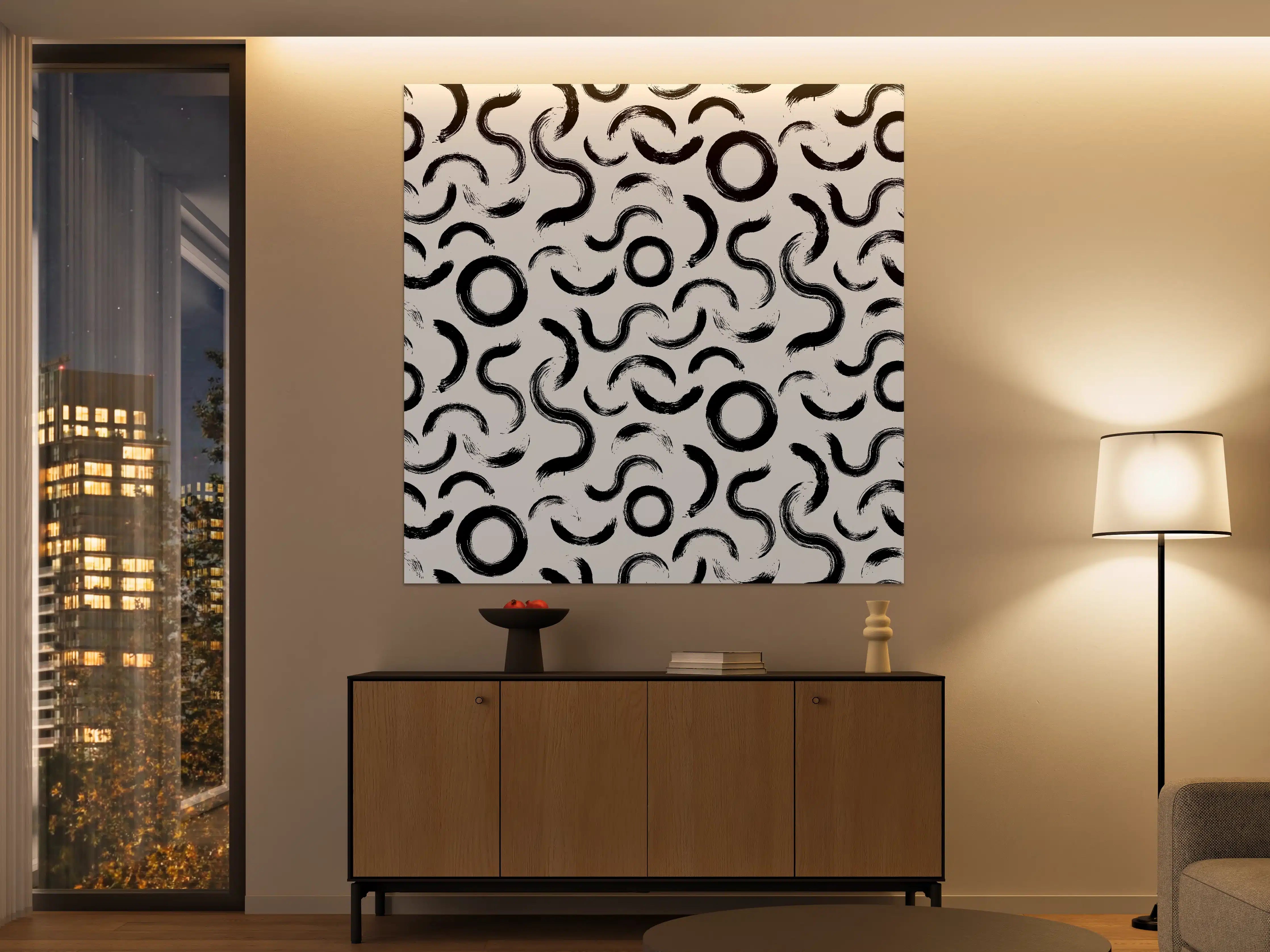Große Wandbilder - Moderne Schwarz-Weiß-Musterwand