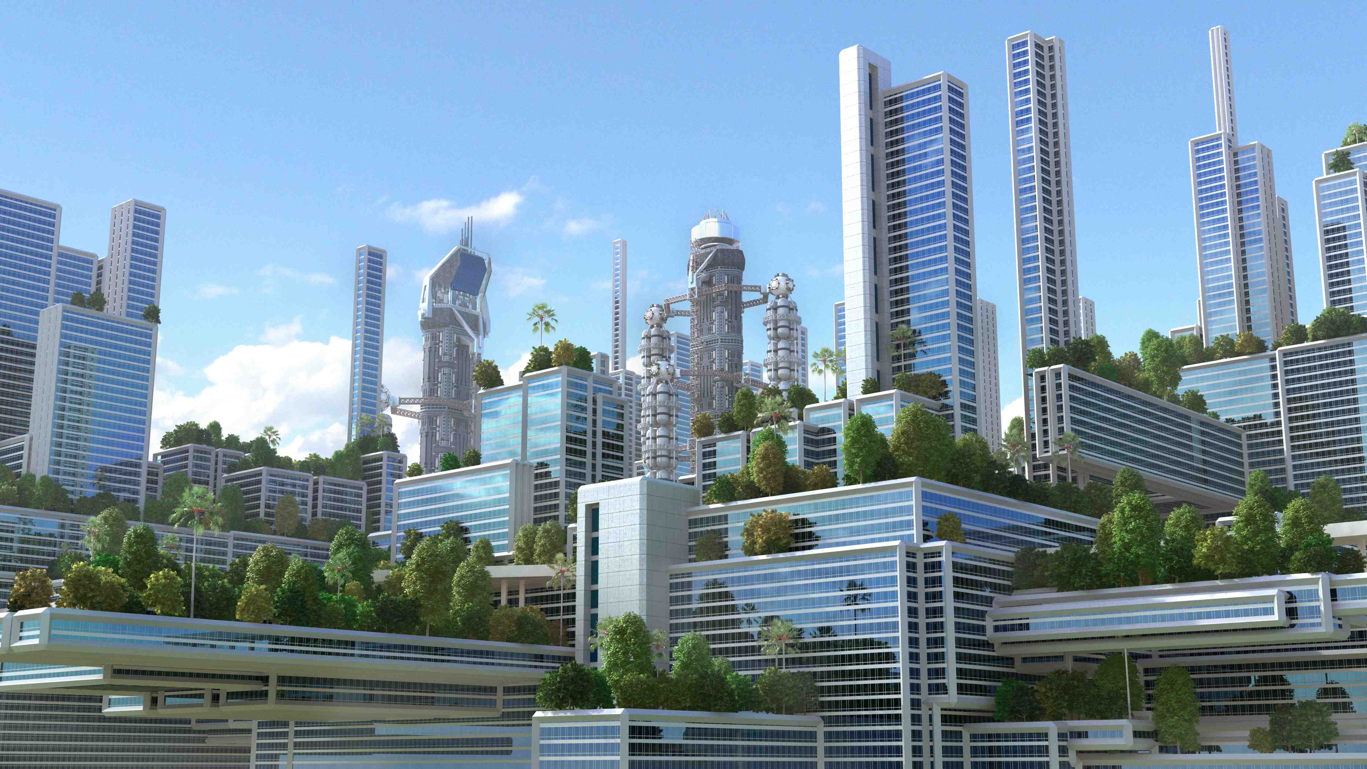 Große Wandbilder-Moderne Skyline mit grünen Terrassen