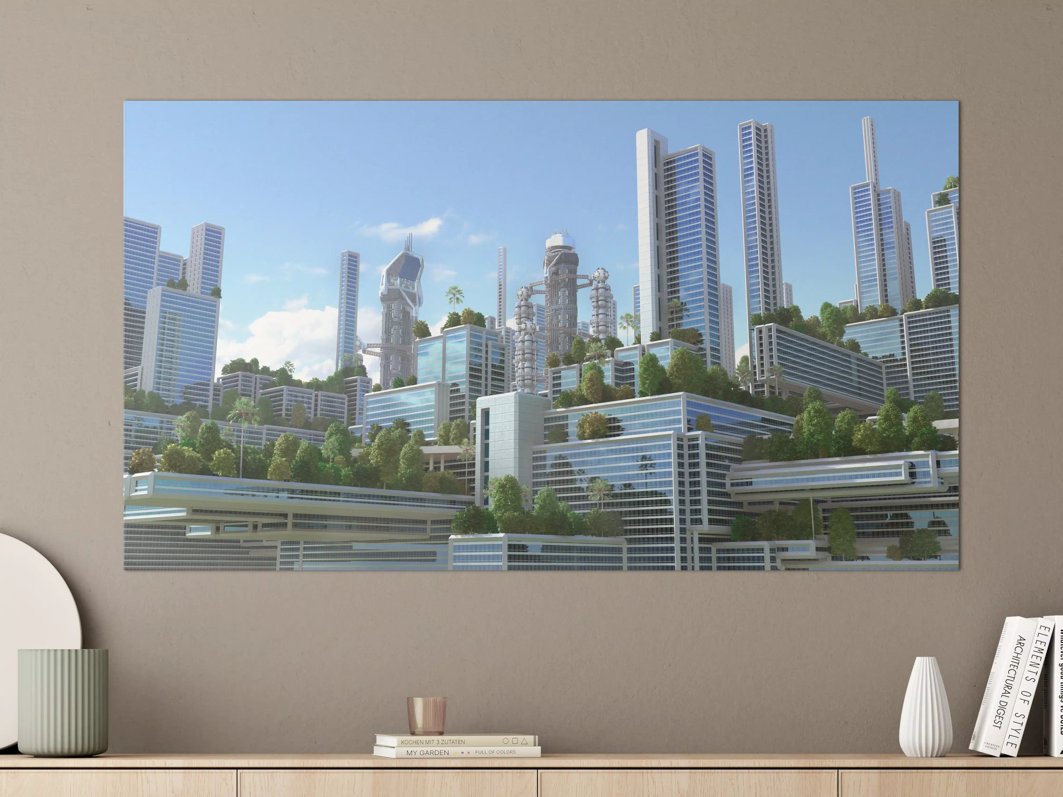 Große Wandbilder - Moderne Skyline mit grünen Terrassen