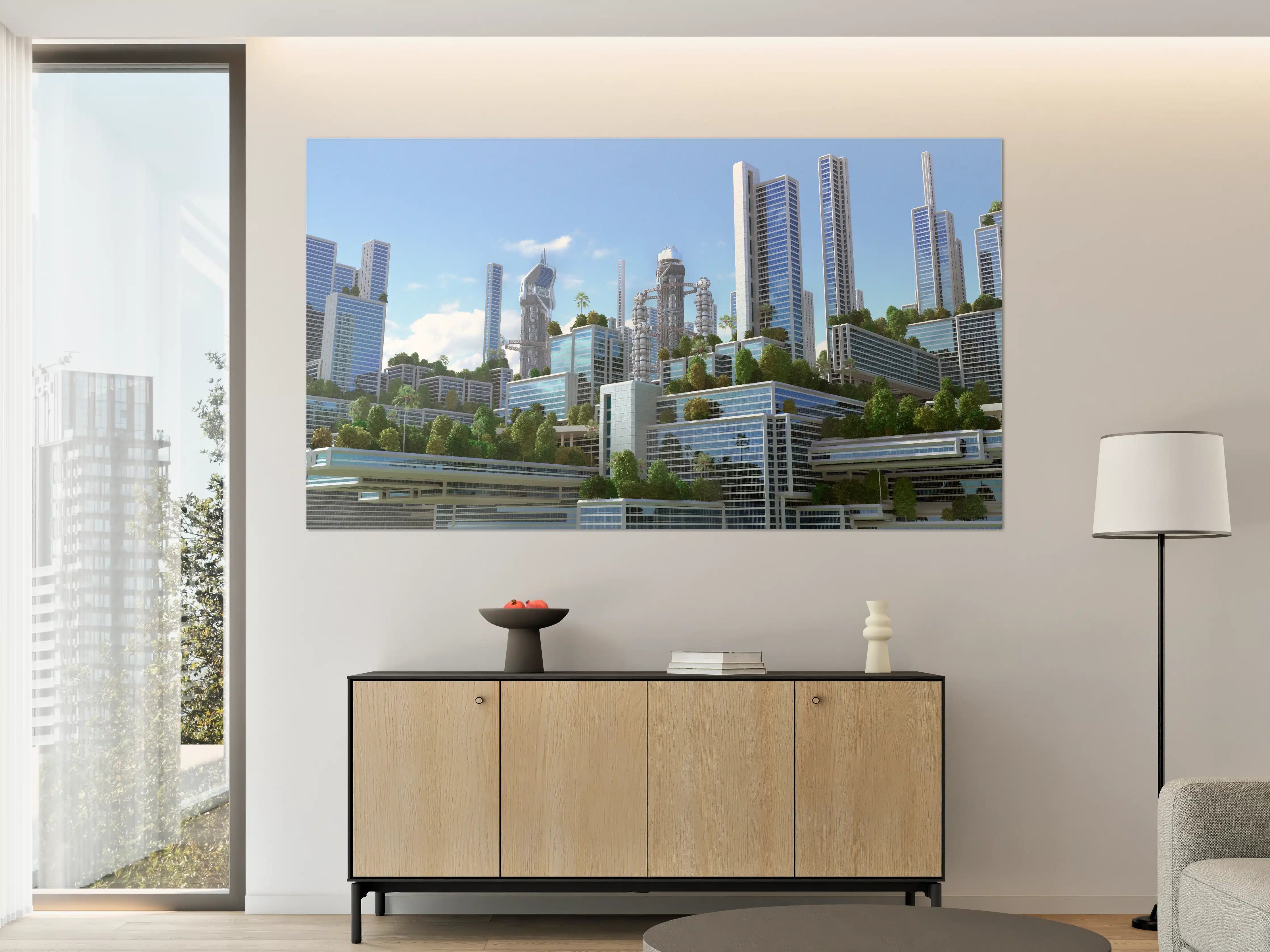 Große Wandbilder - Moderne Skyline mit grünen Terrassen