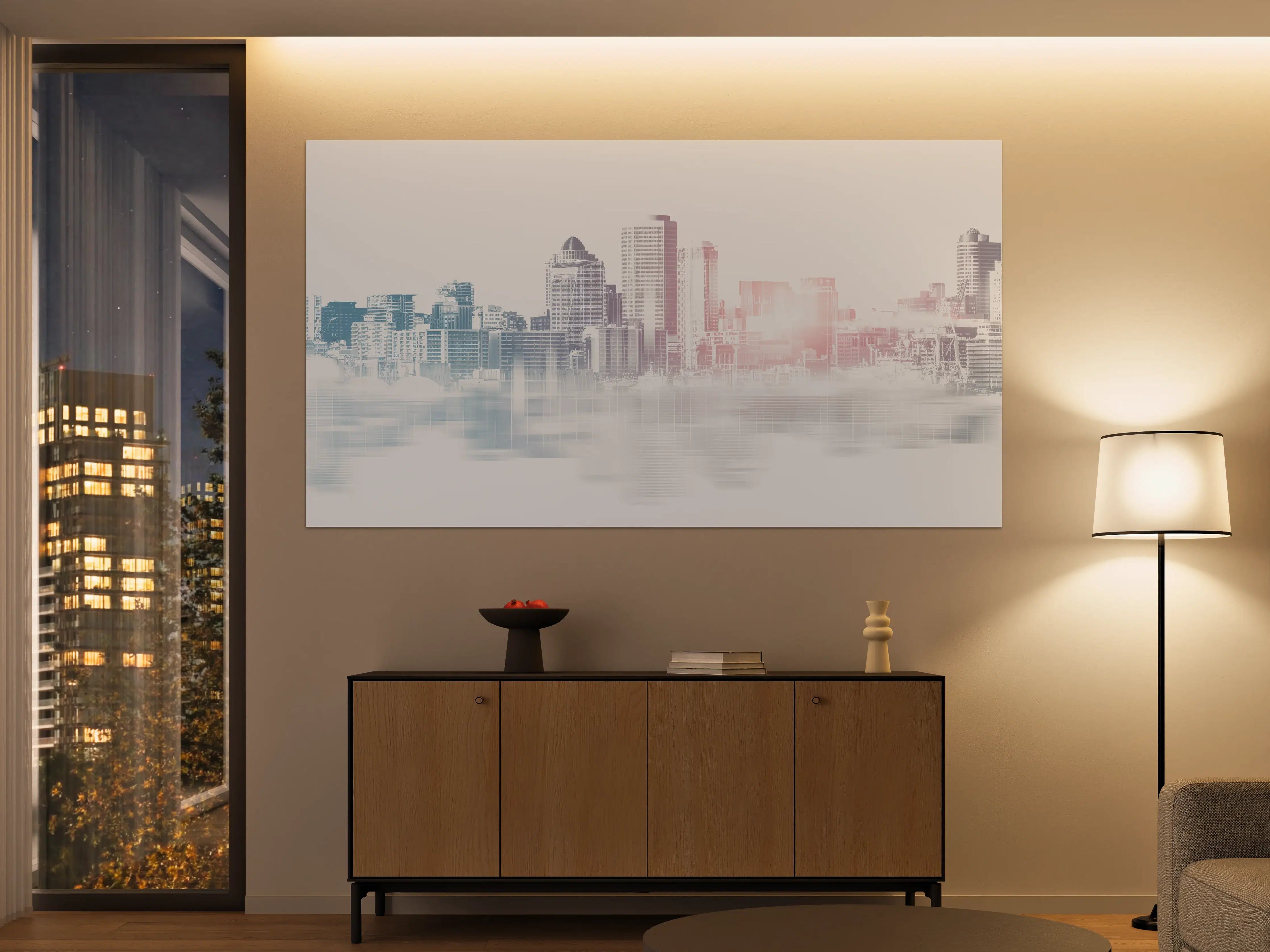 Große Wandbilder - Moderne Stadt skyline bei Sonnenaufgang