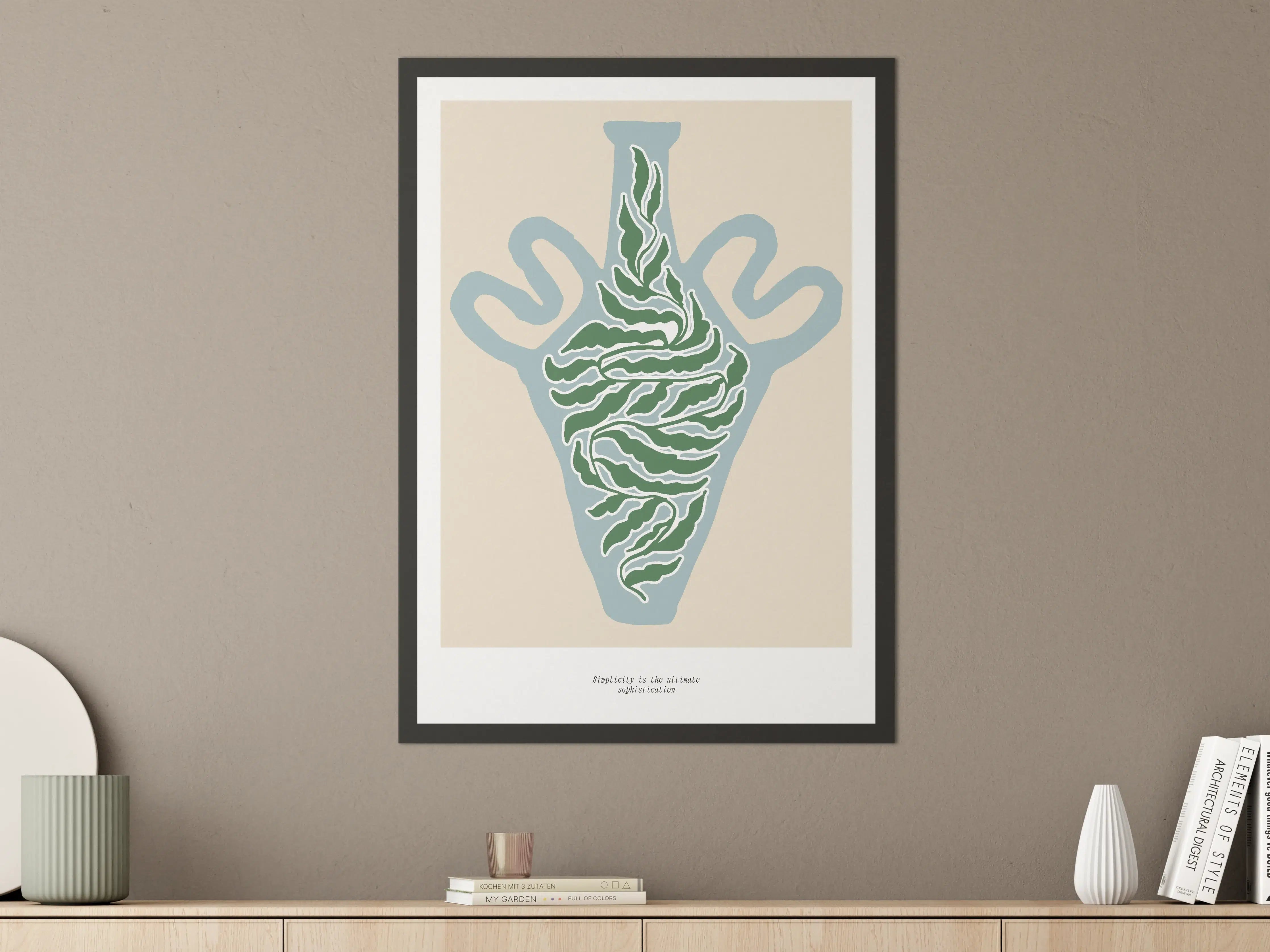 Große Wandbilder - Moderne Vase mit grünen Linien