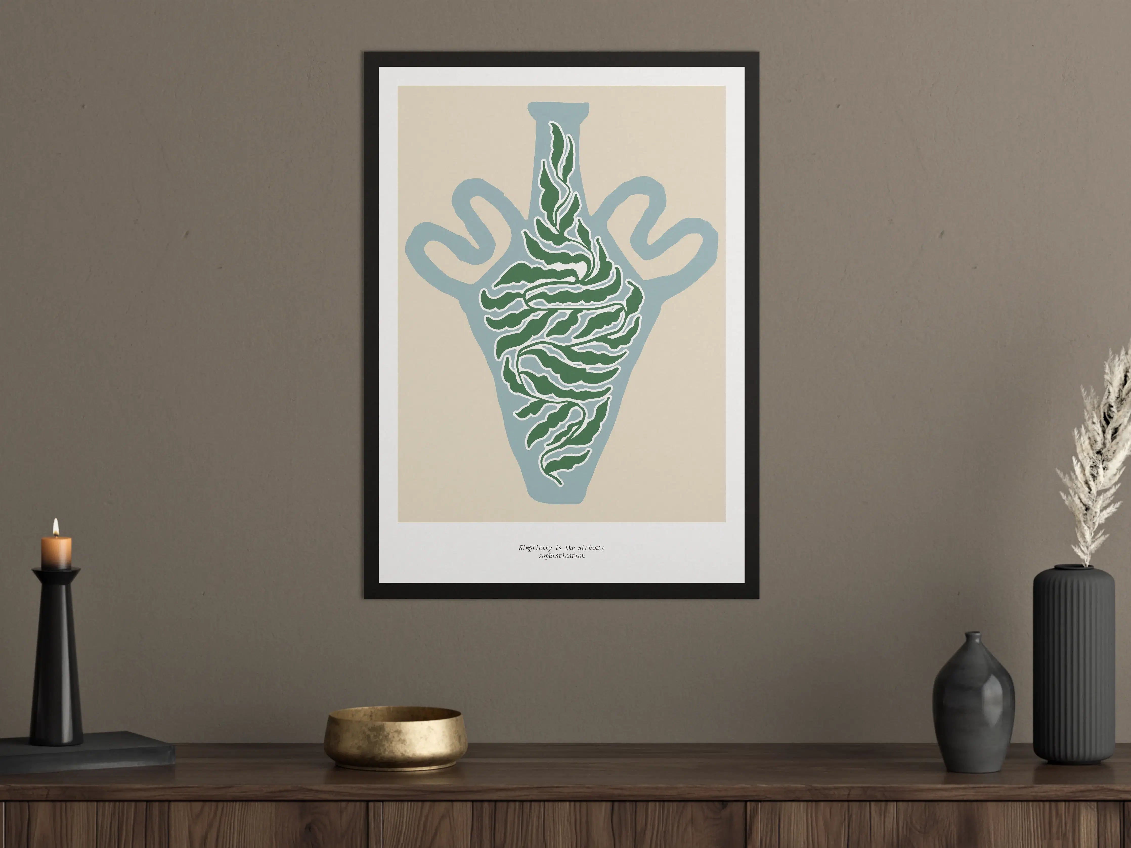 Große Wandbilder - Moderne Vase mit grünen Linien