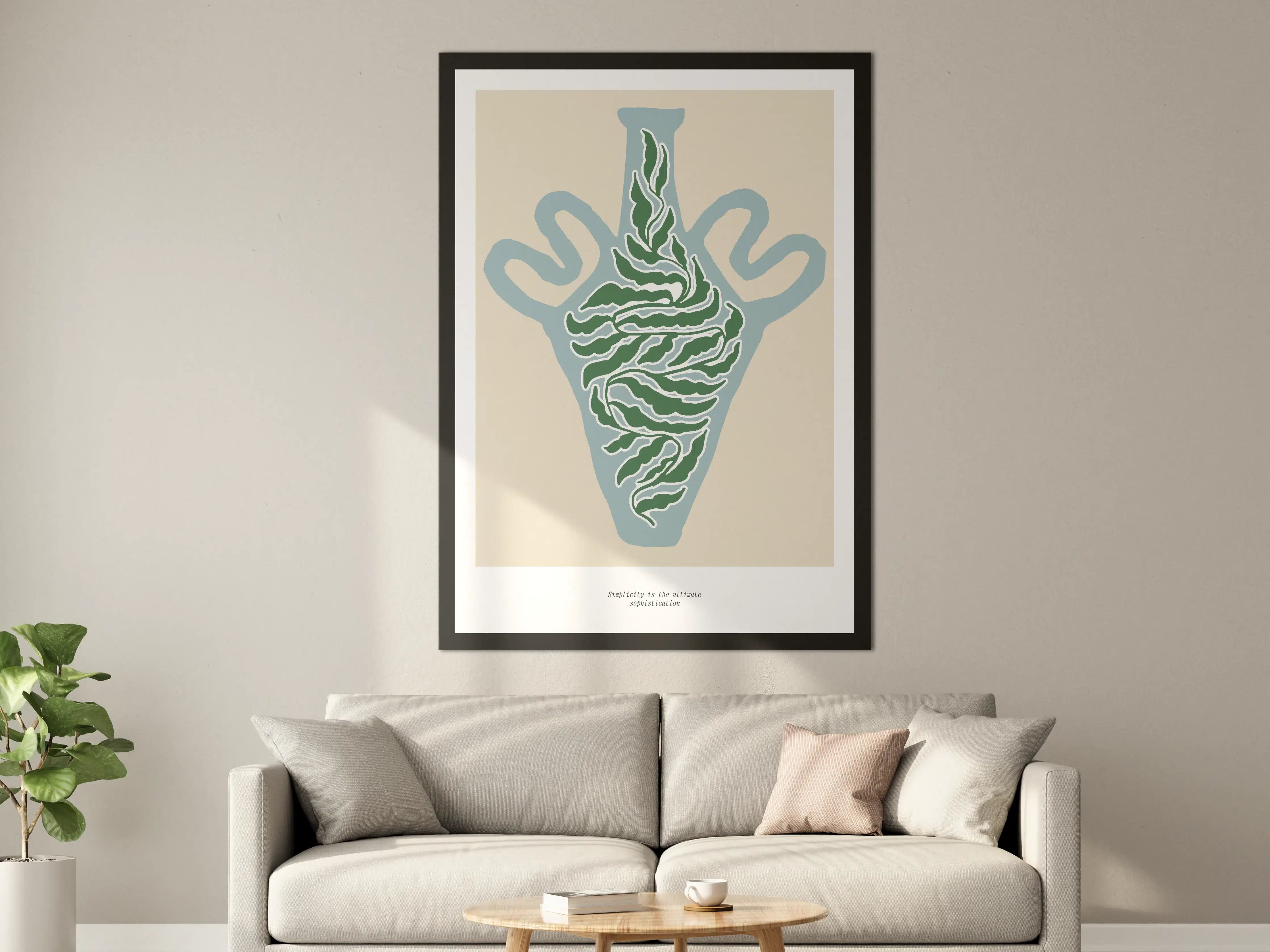 Große Wandbilder - Moderne Vase mit grünen Linien