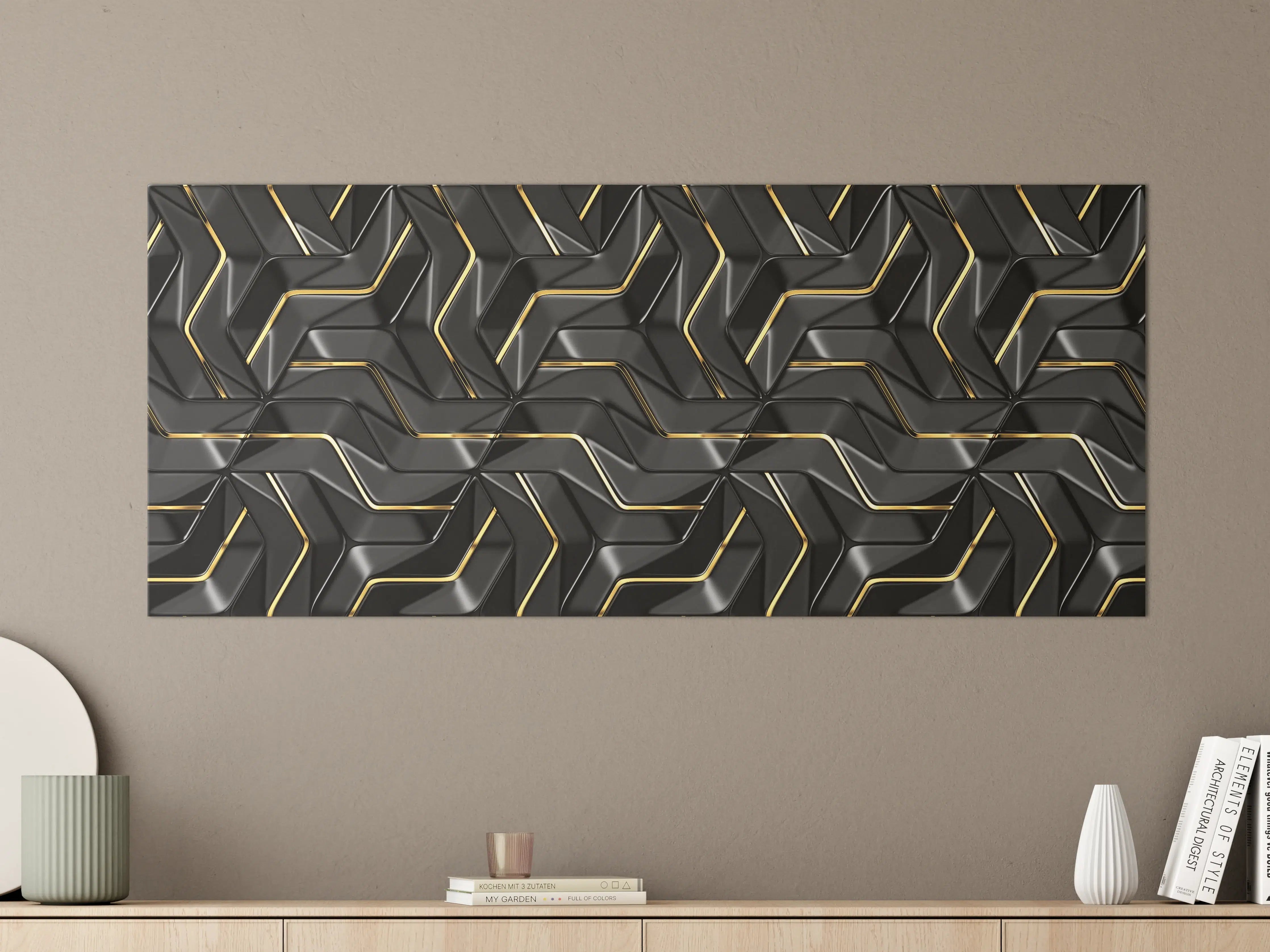 Große Wandbilder - Moderne Wandtextur - schwarz-gold