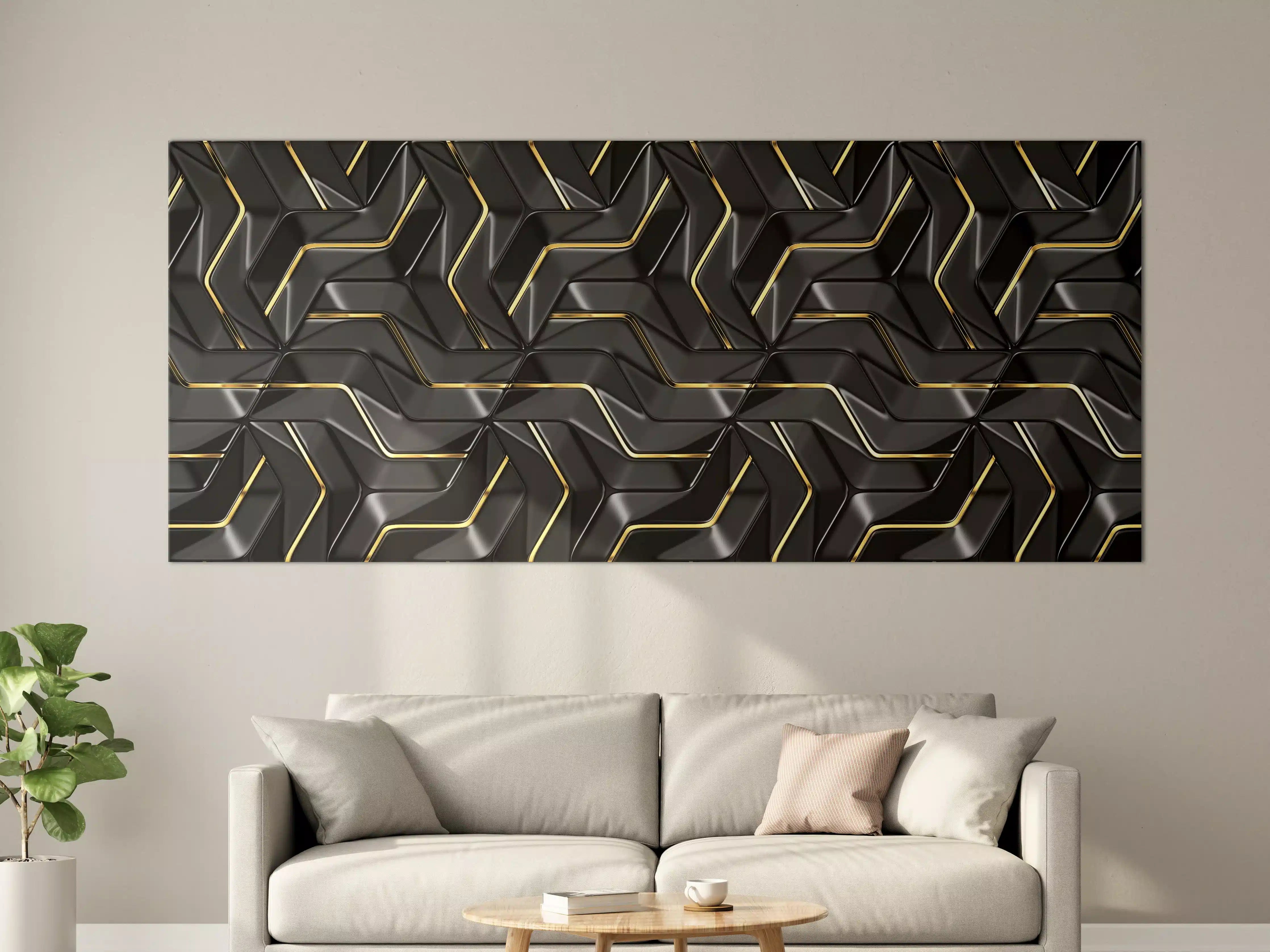 Große Wandbilder - Moderne Wandtextur - schwarz-gold