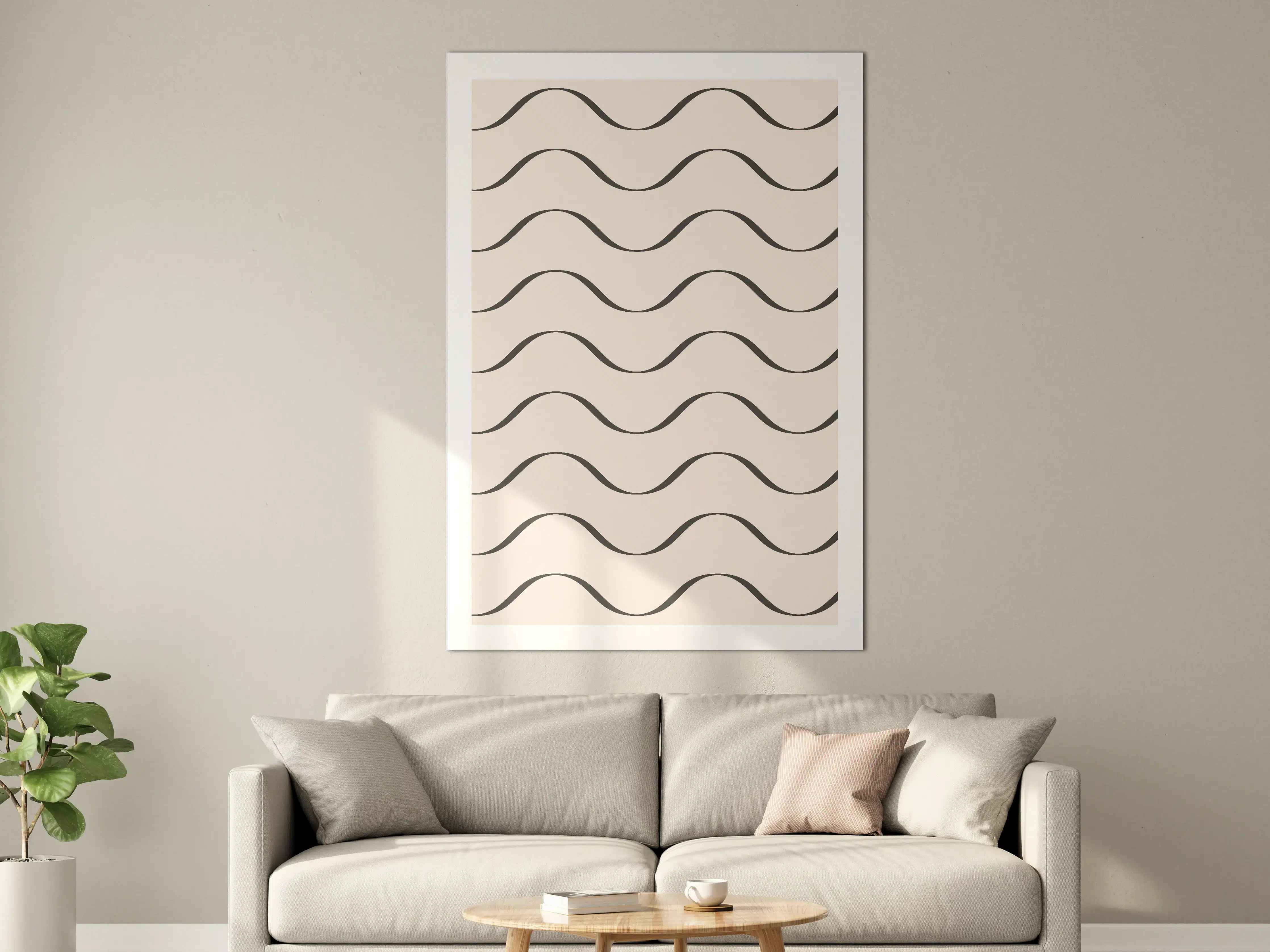 Große Wandbilder - Moderne Wellenmuster in Schwarz und Beige