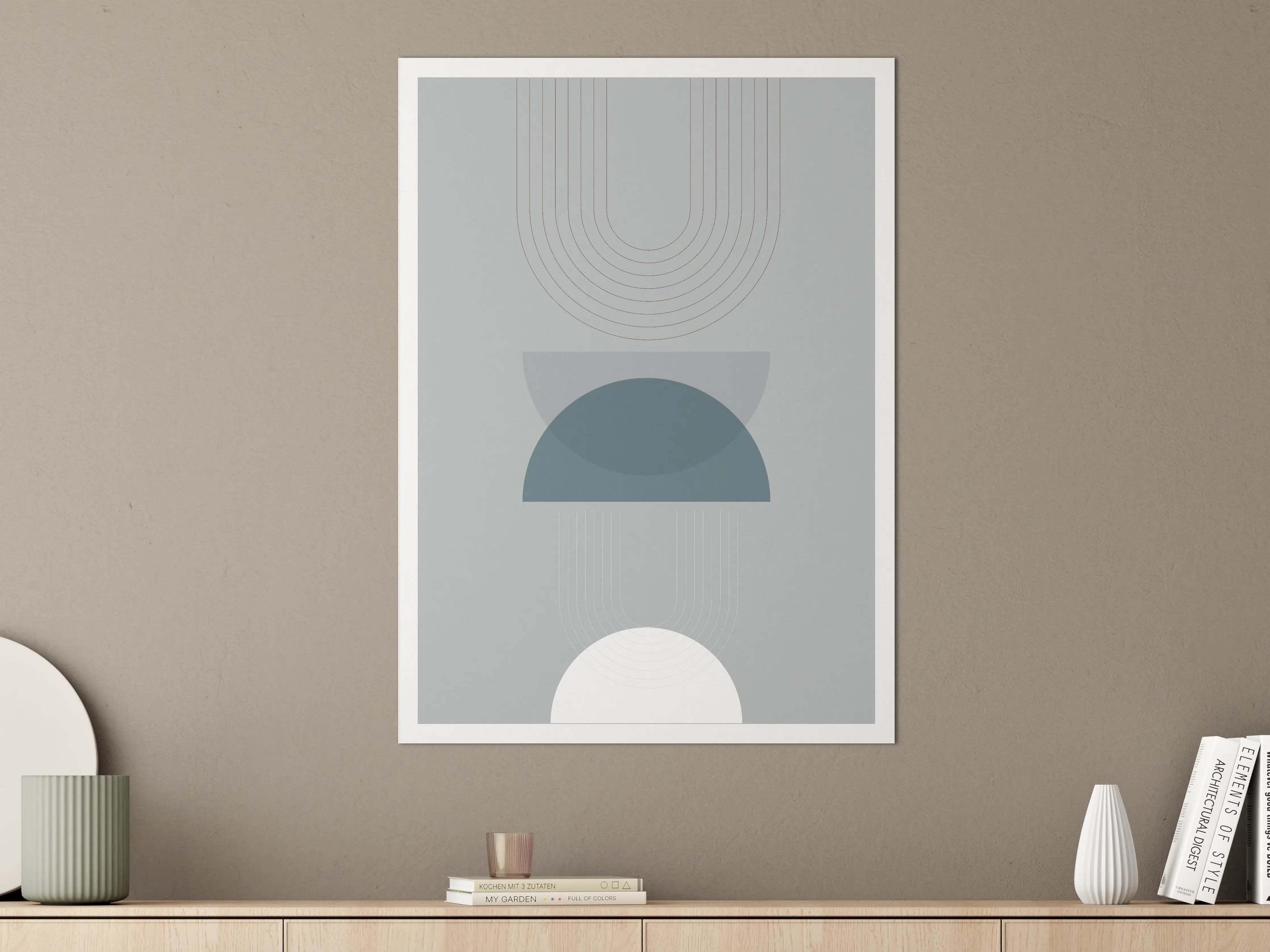Große Wandbilder - Moderne abstrakte Geometrie in Grau und Blau