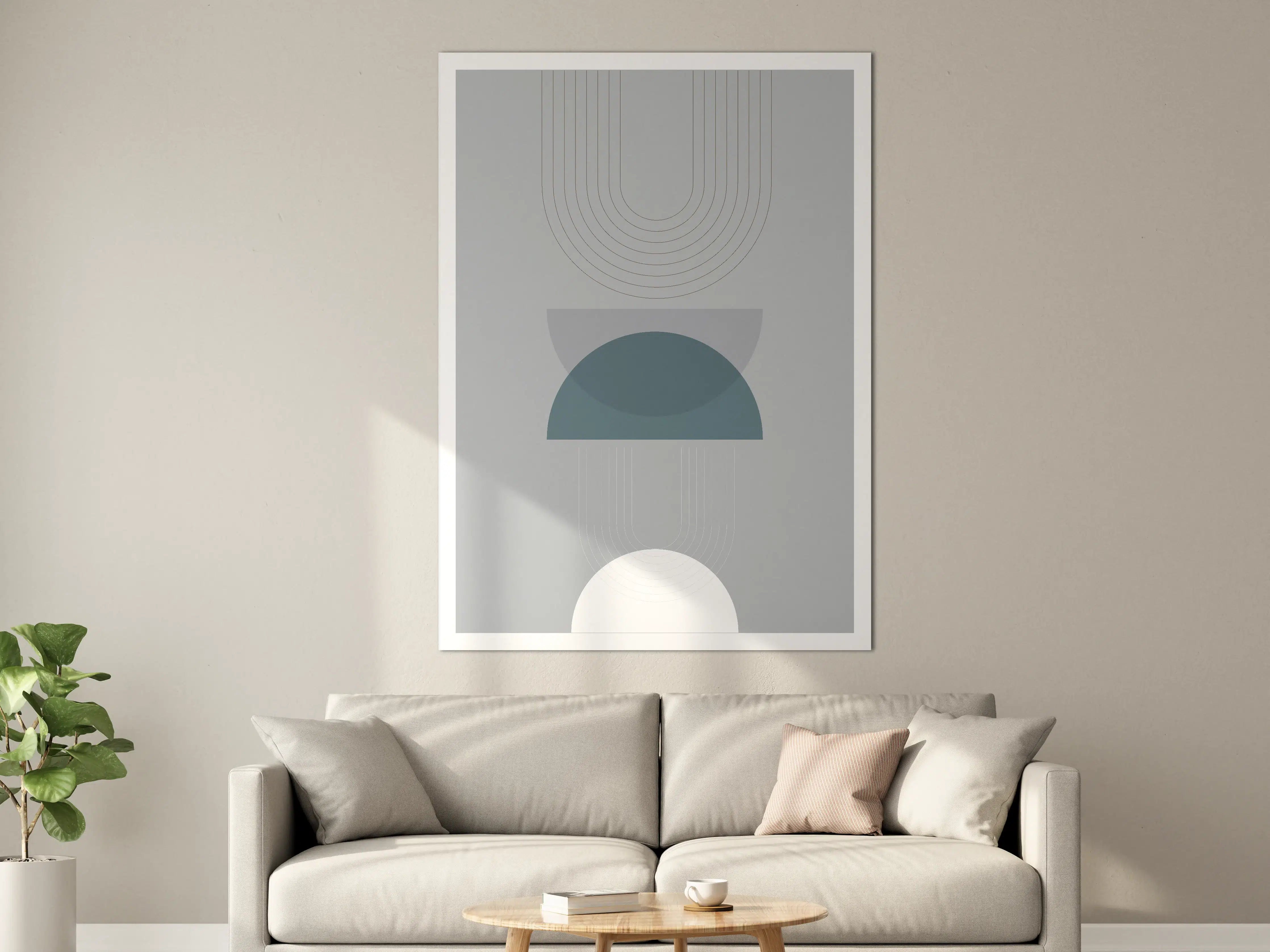 Große Wandbilder - Moderne abstrakte Geometrie in Grau und Blau