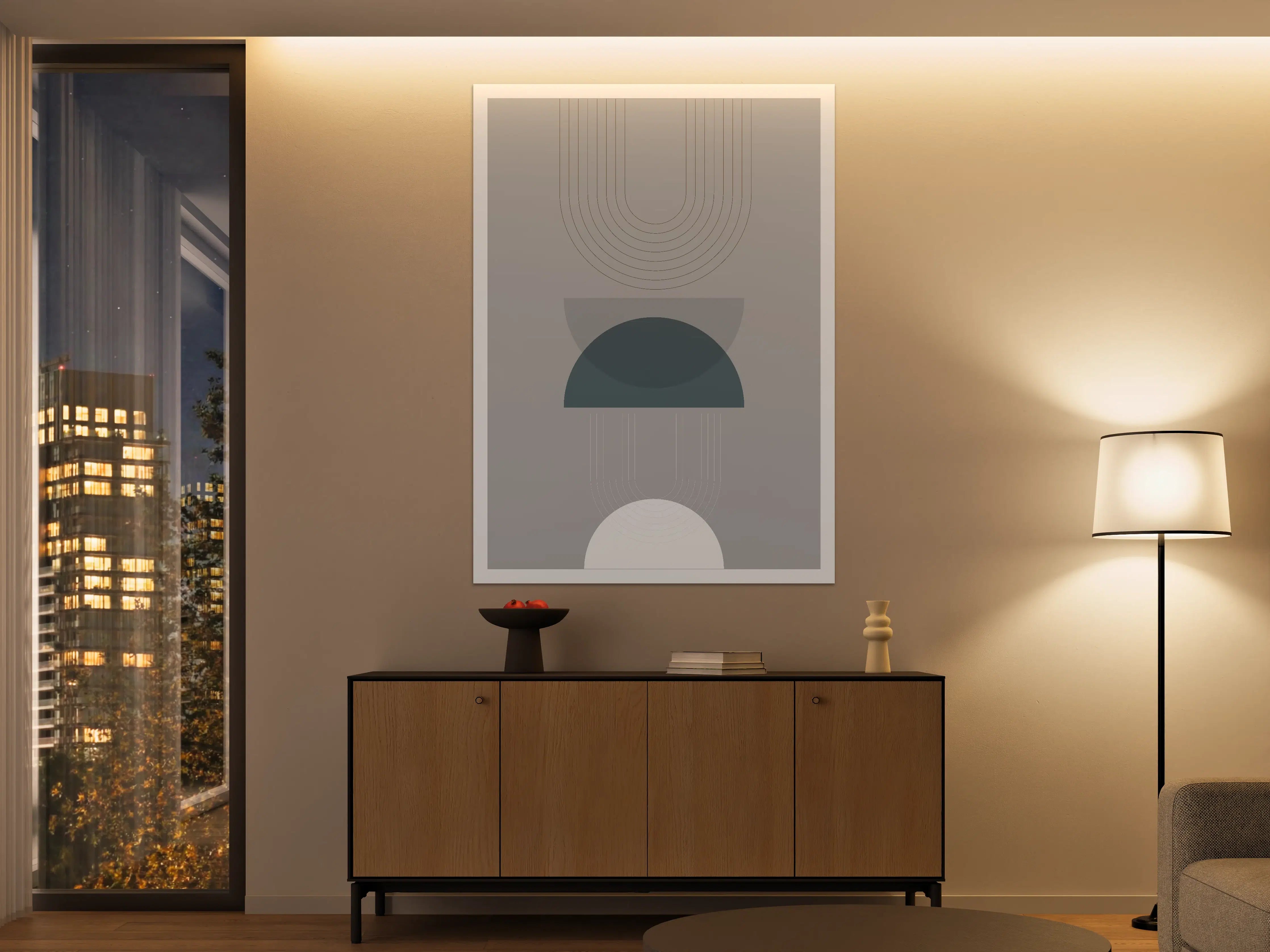 Große Wandbilder - Moderne abstrakte Geometrie in Grau und Blau