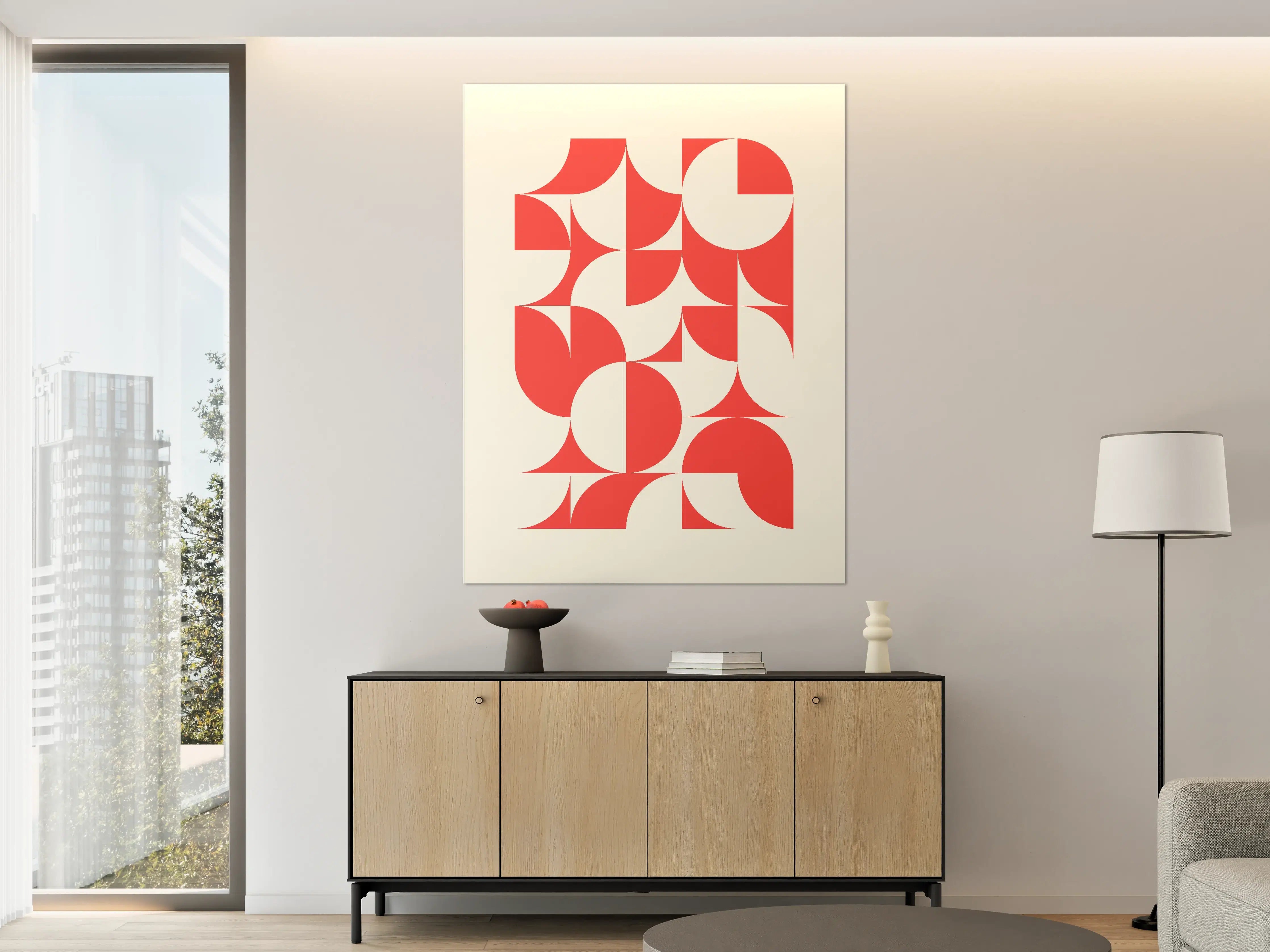 Große Wandbilder - Moderne abstrakte Geometrie in Rot