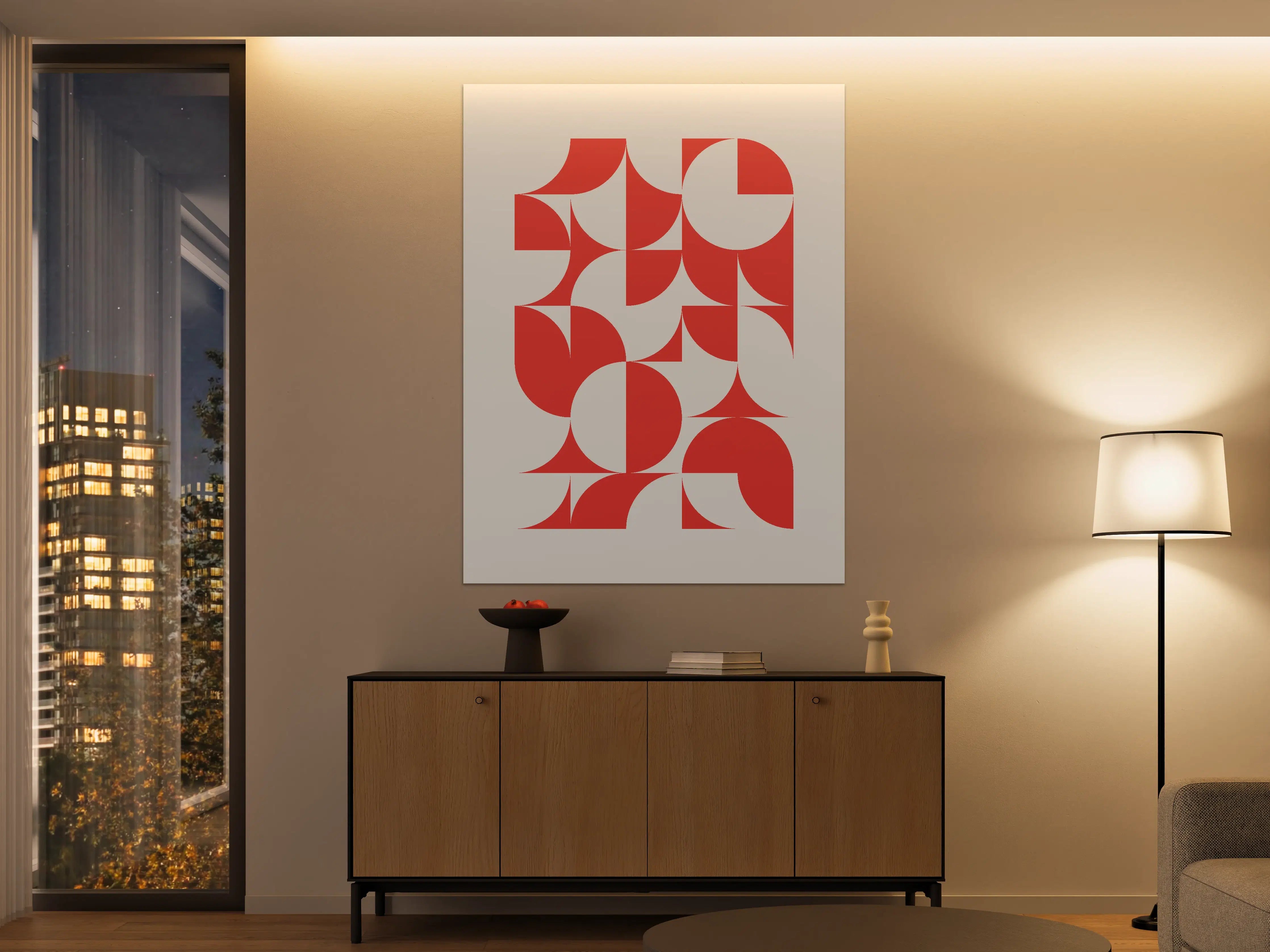 Große Wandbilder - Moderne abstrakte Geometrie in Rot