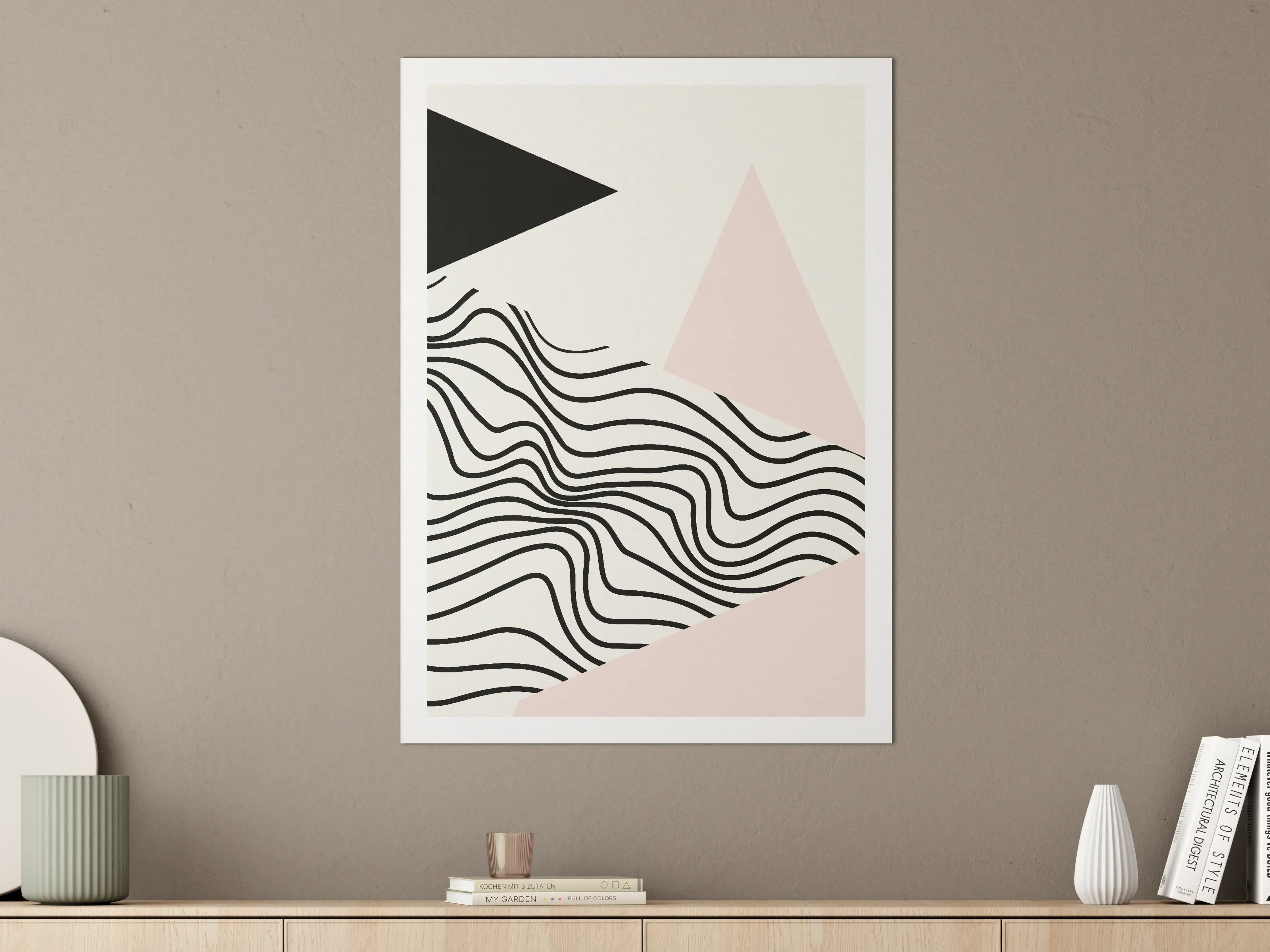 Große Wandbilder - Moderne abstrakte Kunst in Pastell und Schwarz