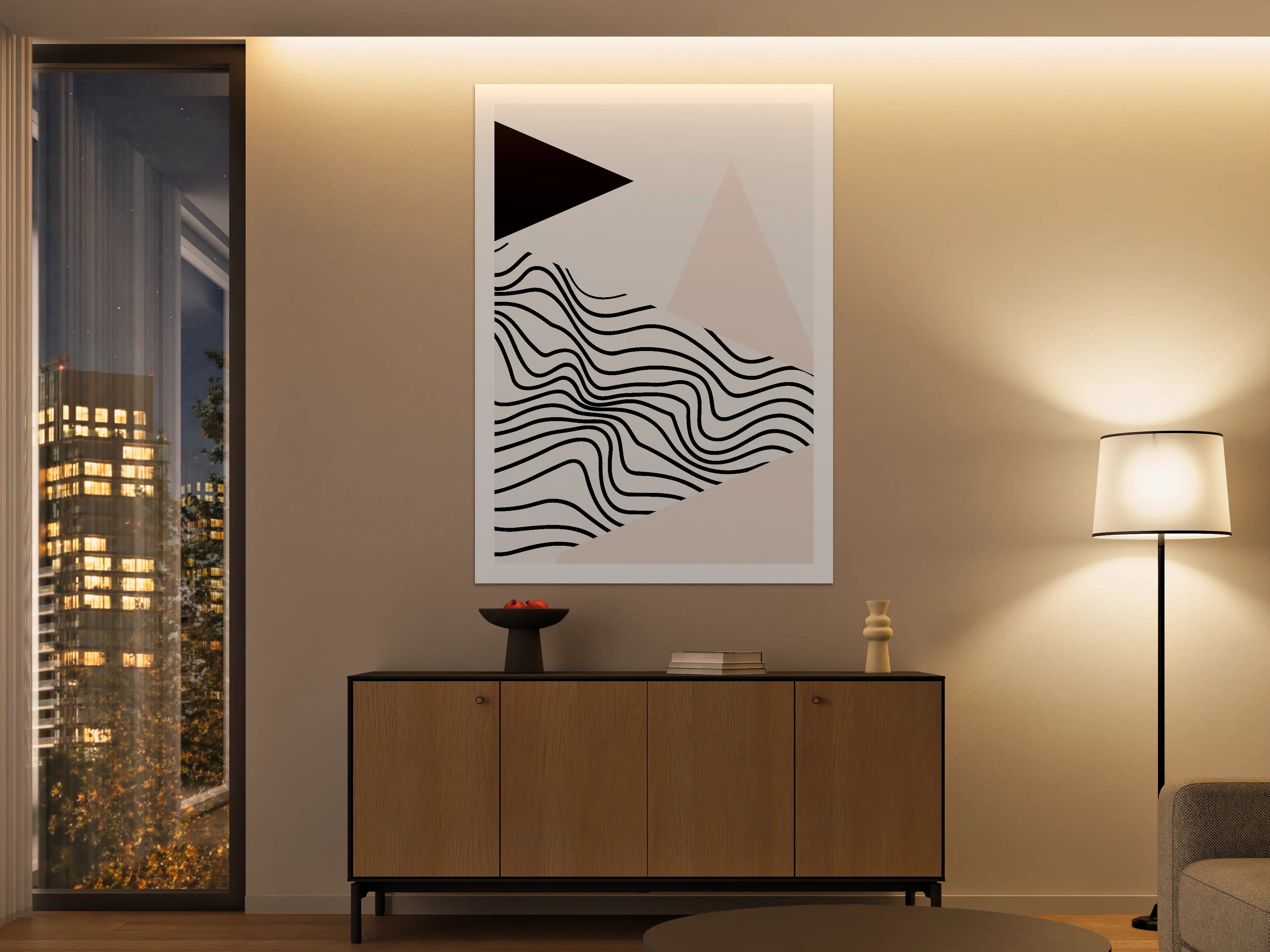 Große Wandbilder - Moderne abstrakte Kunst in Pastell und Schwarz