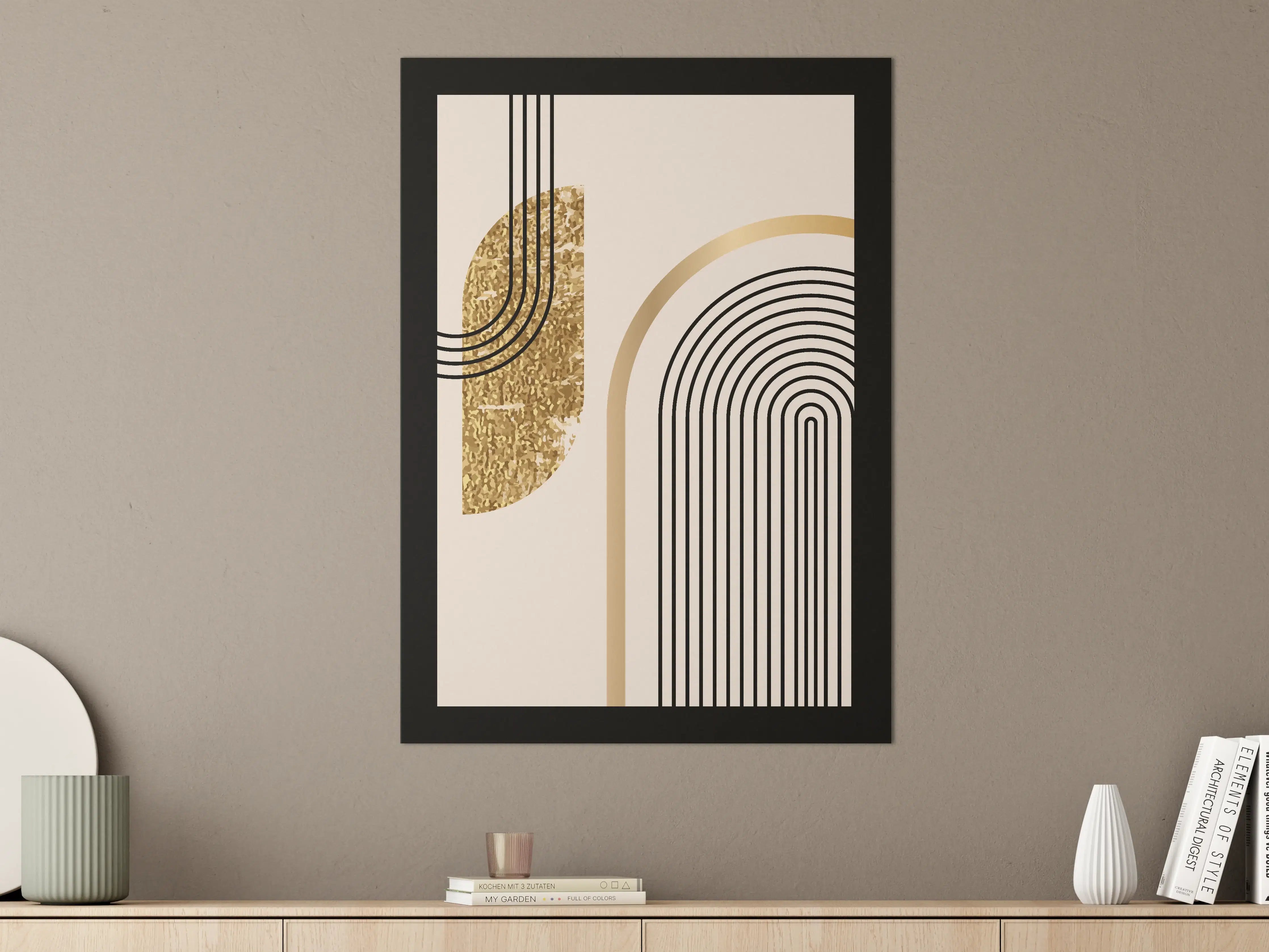 Große Wandbilder - Moderne abstrakte Kunst in Schwarz, Weiß und Gold