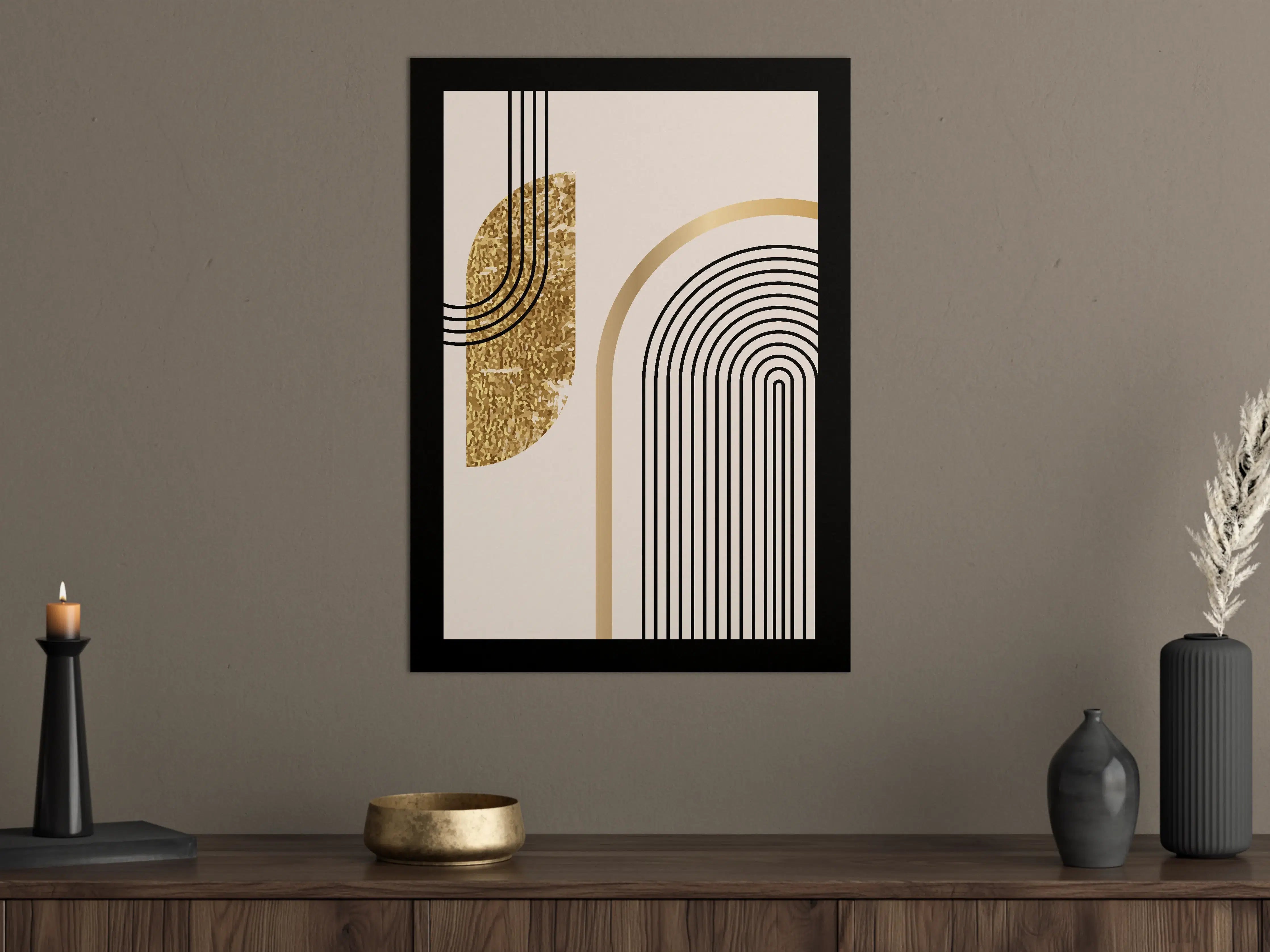 Große Wandbilder - Moderne abstrakte Kunst in Schwarz, Weiß und Gold
