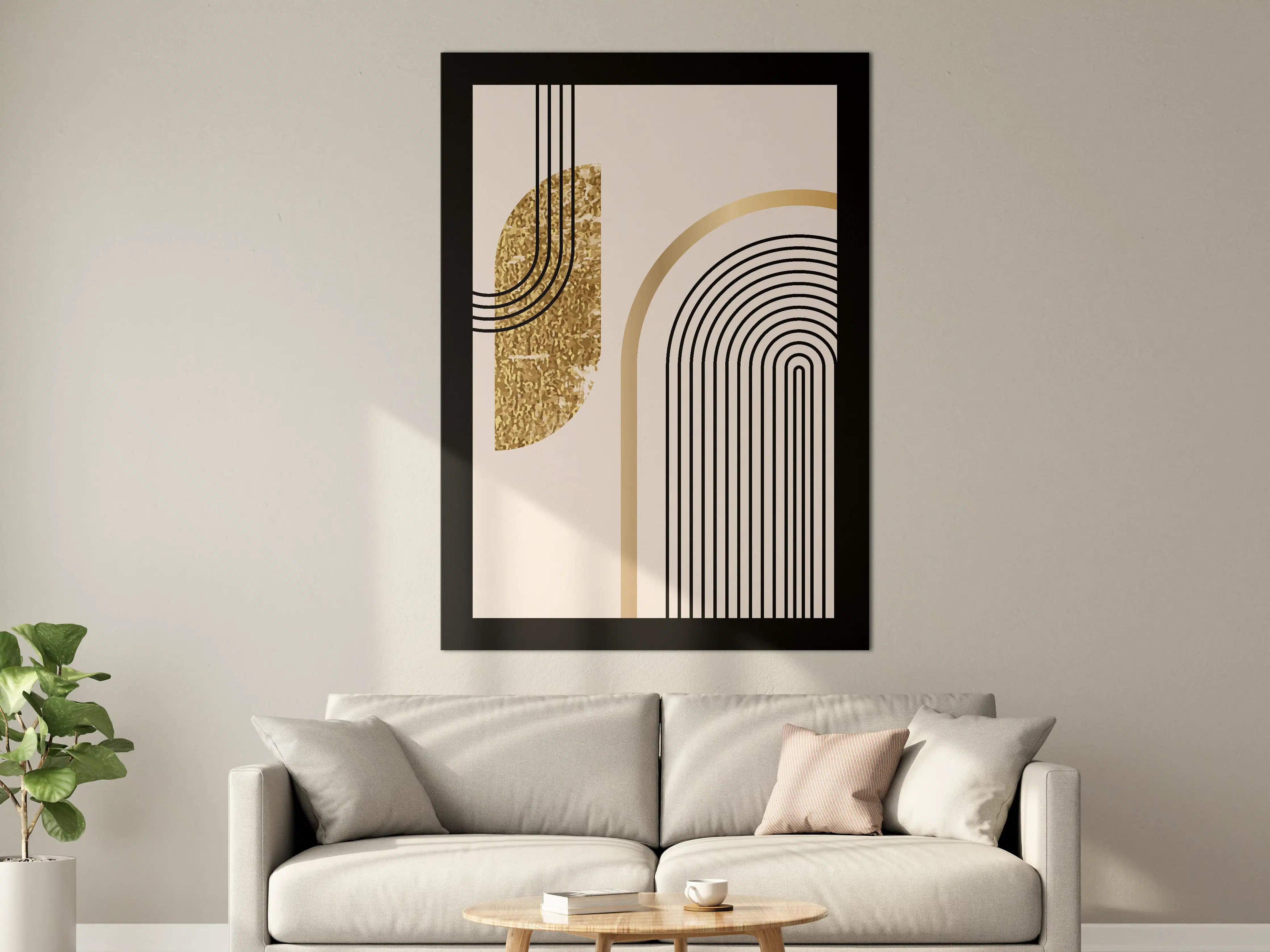 Große Wandbilder - Moderne abstrakte Kunst in Schwarz, Weiß und Gold
