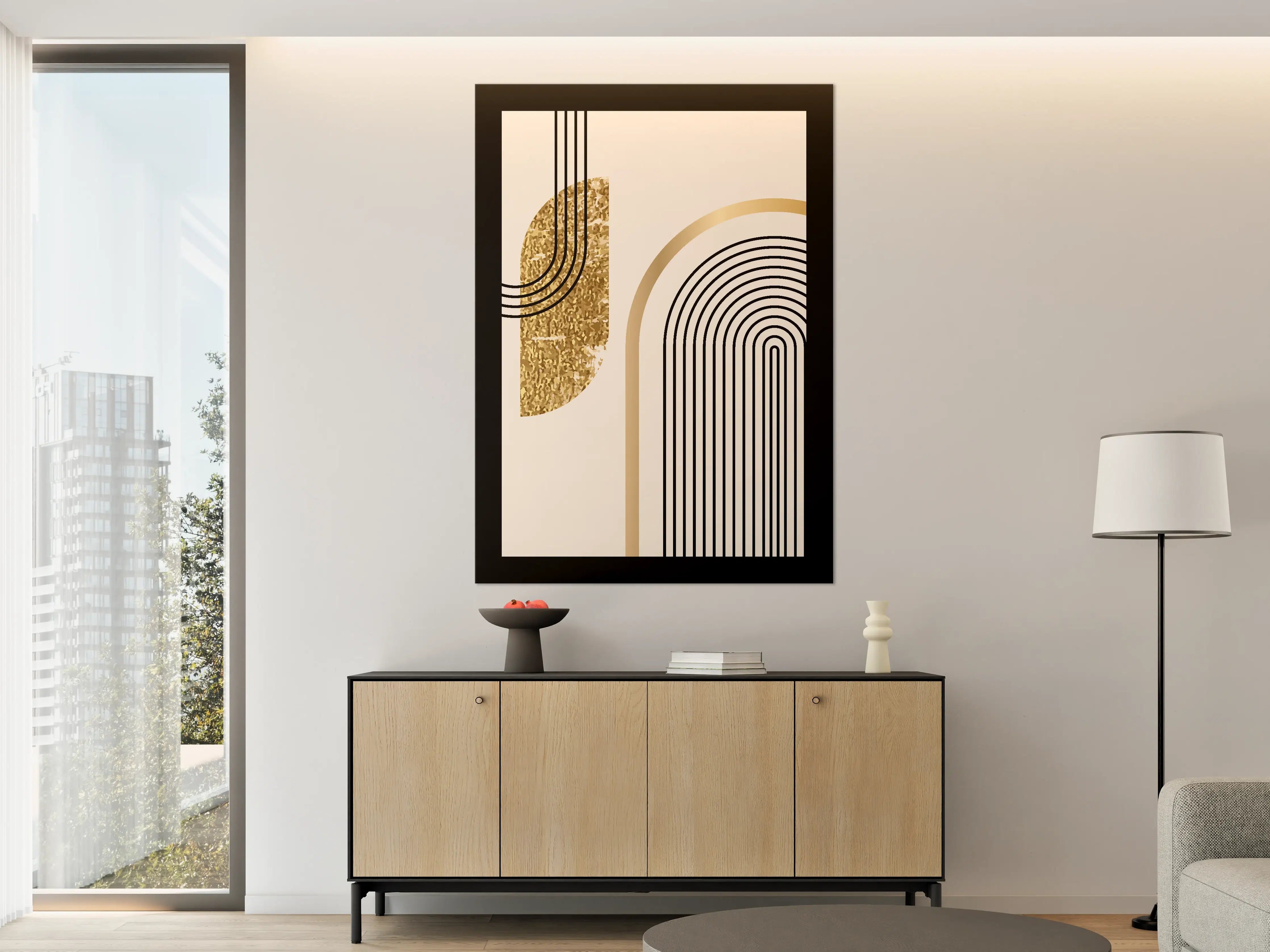Große Wandbilder - Moderne abstrakte Kunst in Schwarz, Weiß und Gold