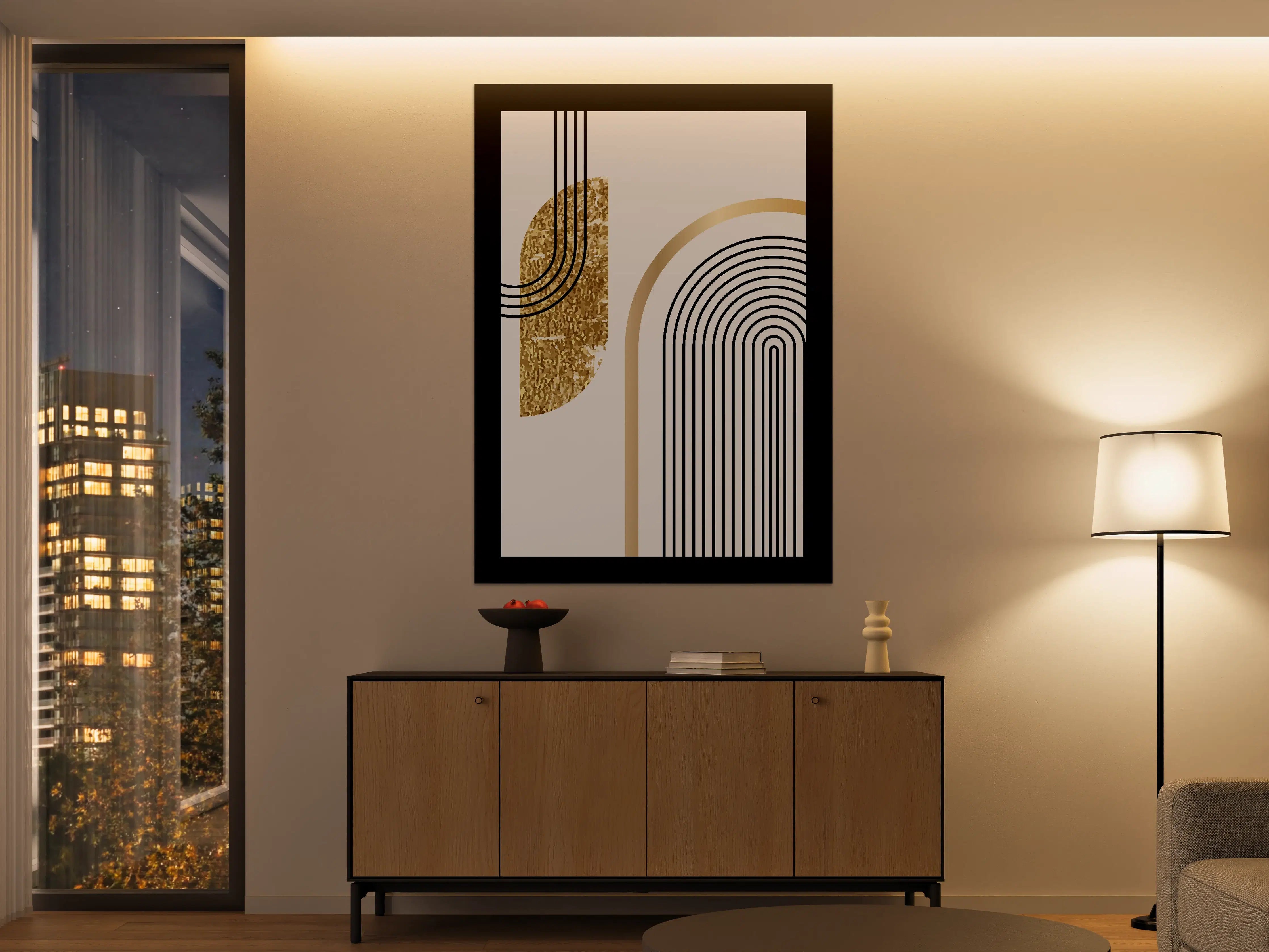 Große Wandbilder - Moderne abstrakte Kunst in Schwarz, Weiß und Gold