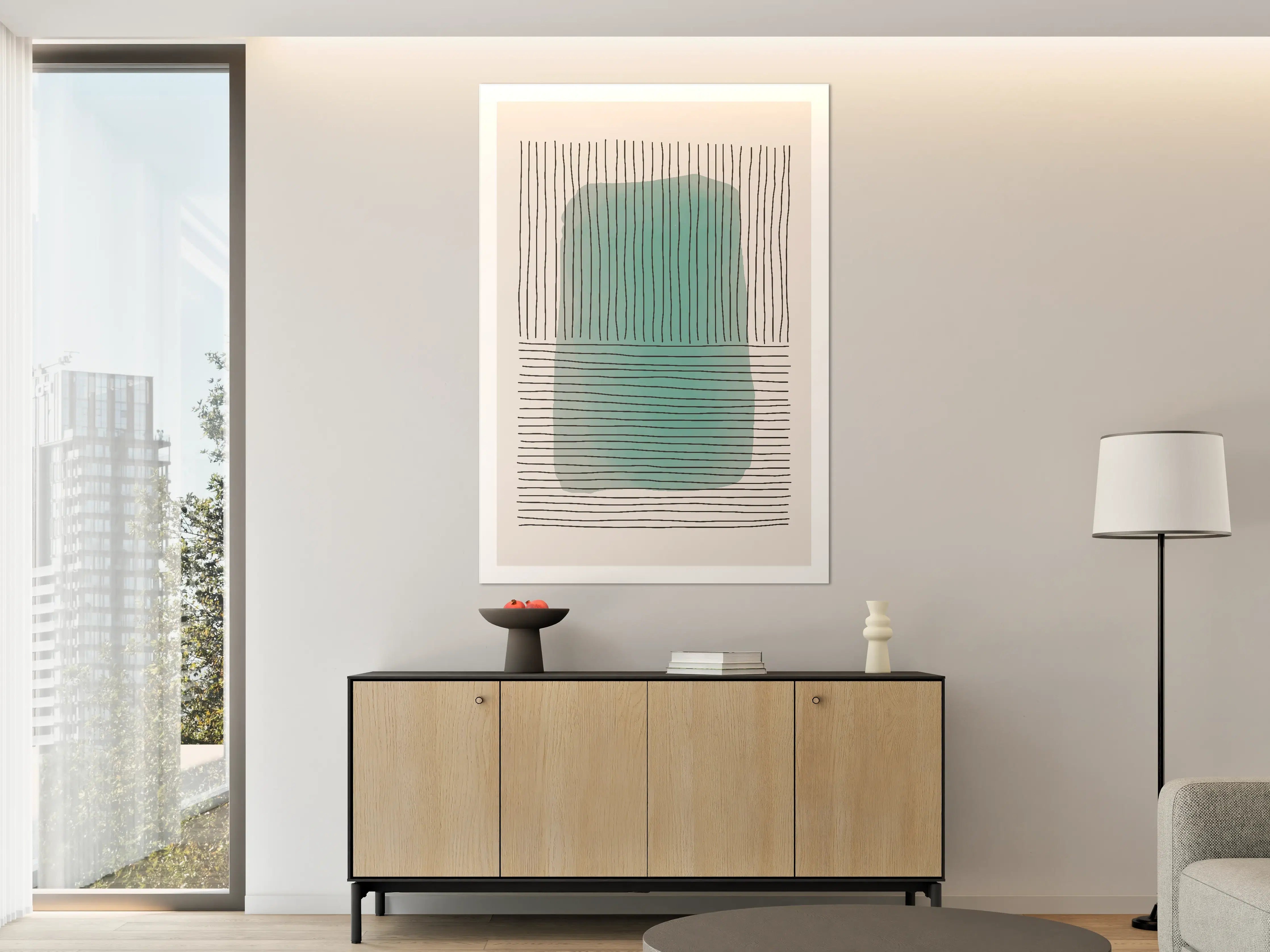 Große Wandbilder - Moderne abstrakte Kunst in Türkis und Schwarz