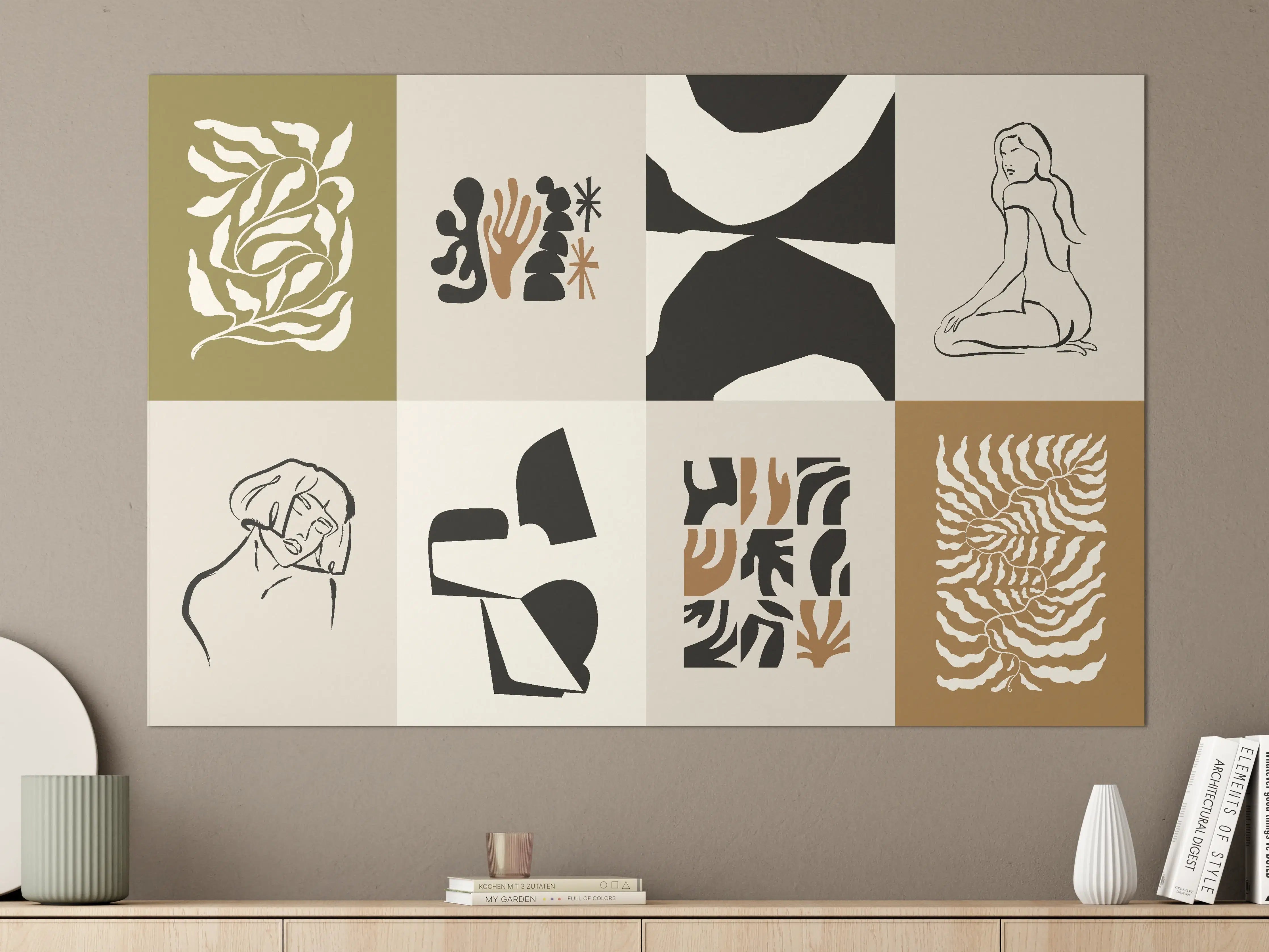 Große Wandbilder - Moderne abstrakte Kunstwerke in Schwarz, Braun und Beige