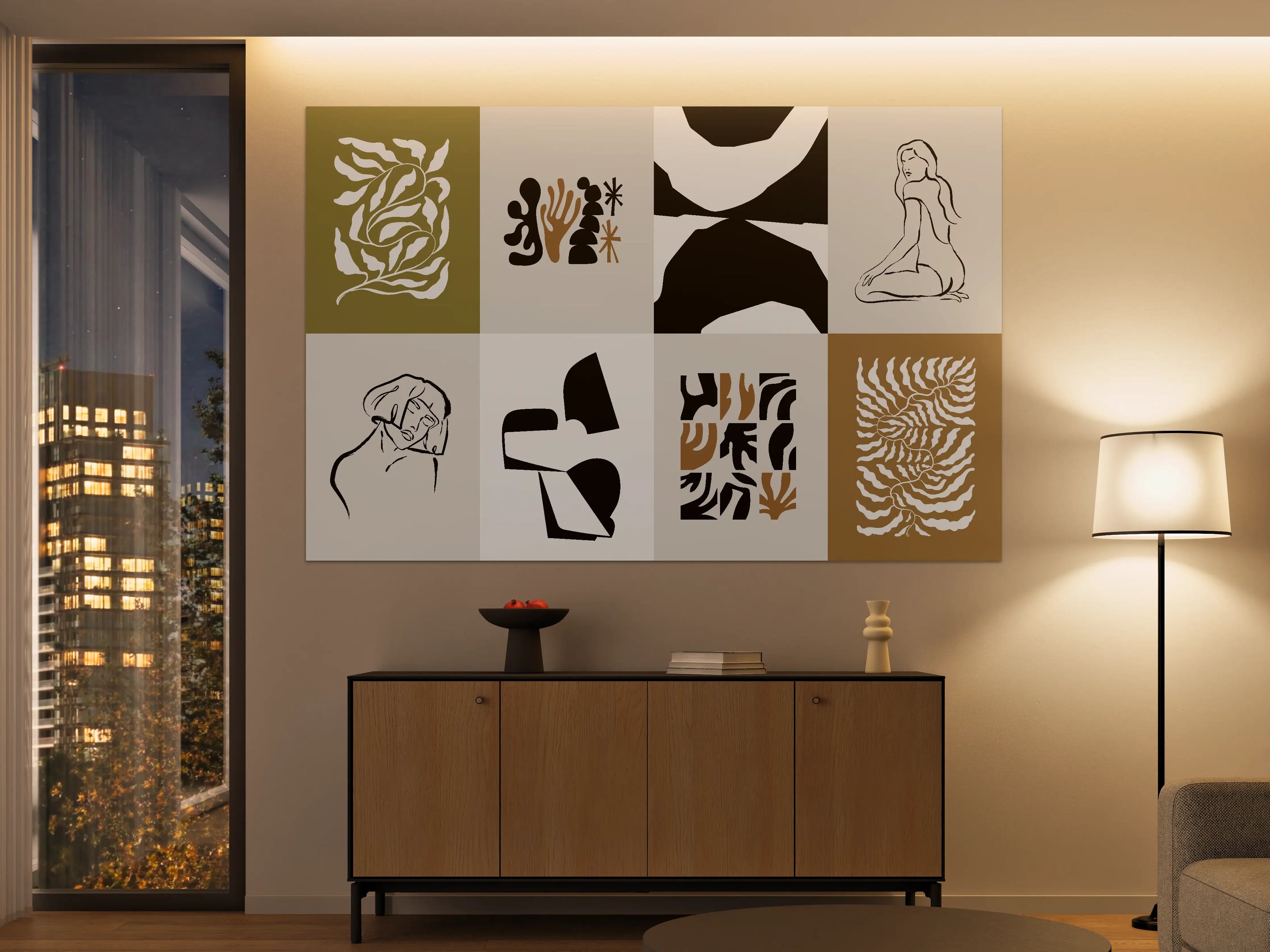 Große Wandbilder - Moderne abstrakte Kunstwerke in Schwarz, Braun und Beige