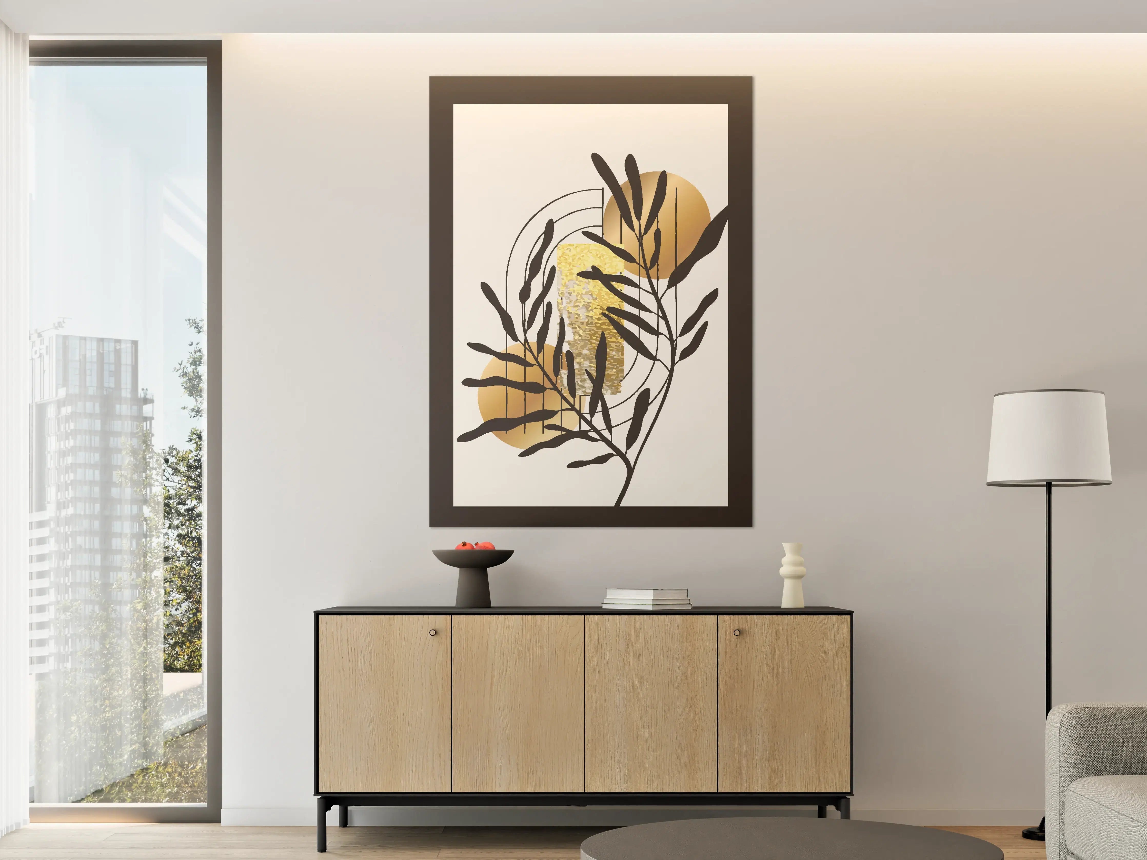Große Wandbilder - Moderne abstrakte Leinwand mit goldenen Akzenten