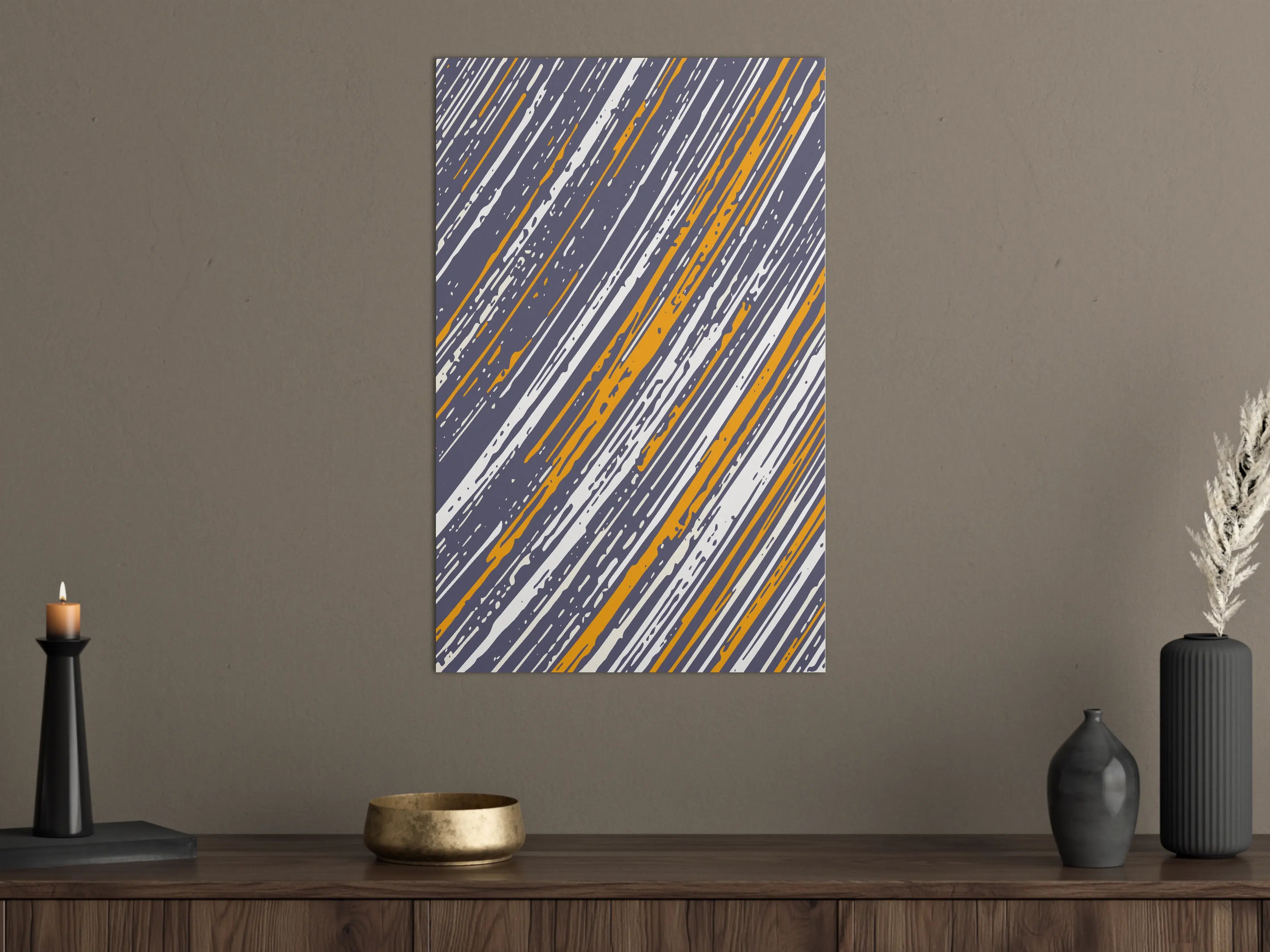 Große Wandbilder - Moderne abstrakte Linienkunst in Grau und Orange