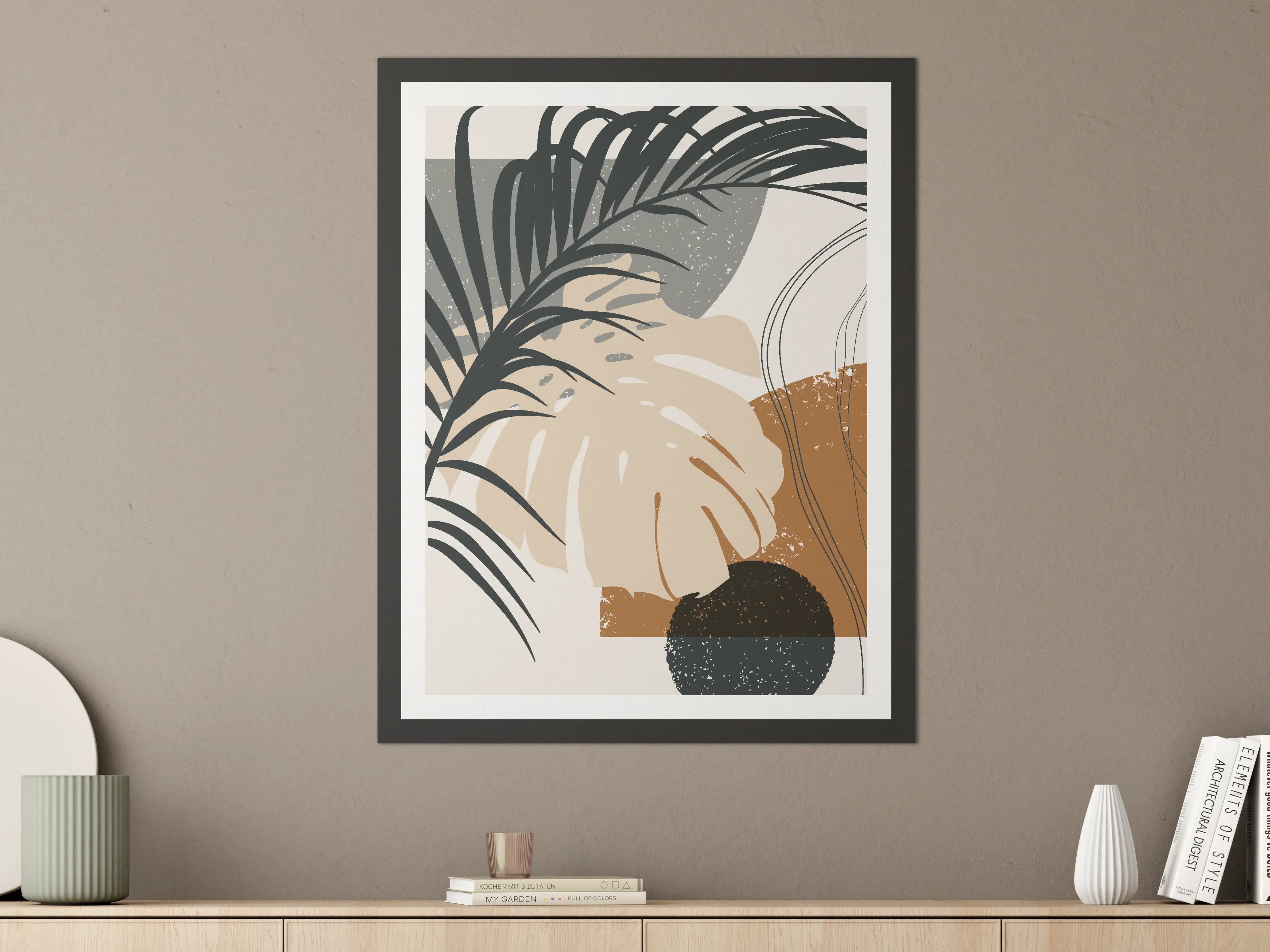 Große Wandbilder - Moderne abstrakte Pflanzenillustration in neutralen Tönen