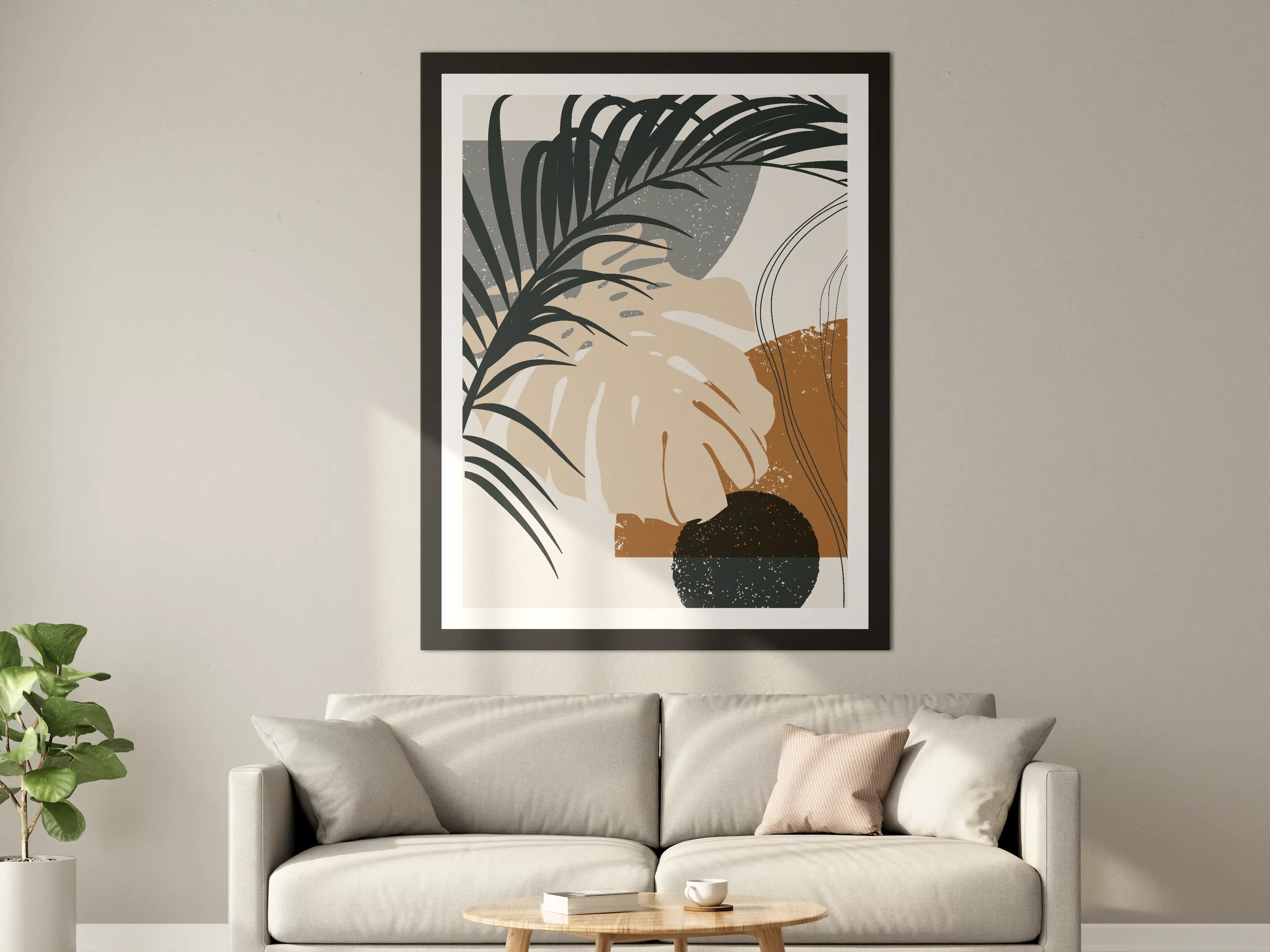 Große Wandbilder - Moderne abstrakte Pflanzenillustration in neutralen Tönen