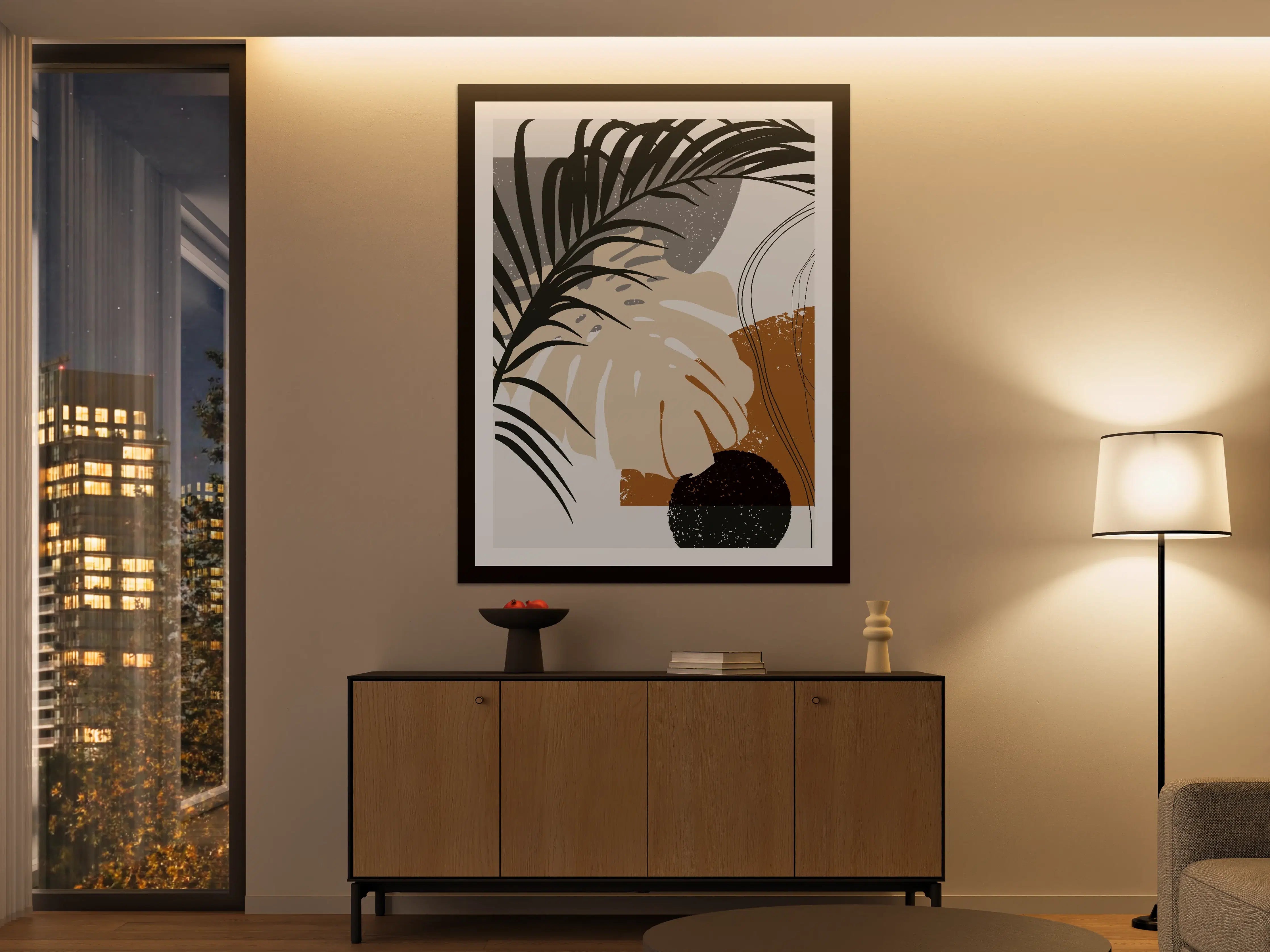 Große Wandbilder - Moderne abstrakte Pflanzenillustration in neutralen Tönen