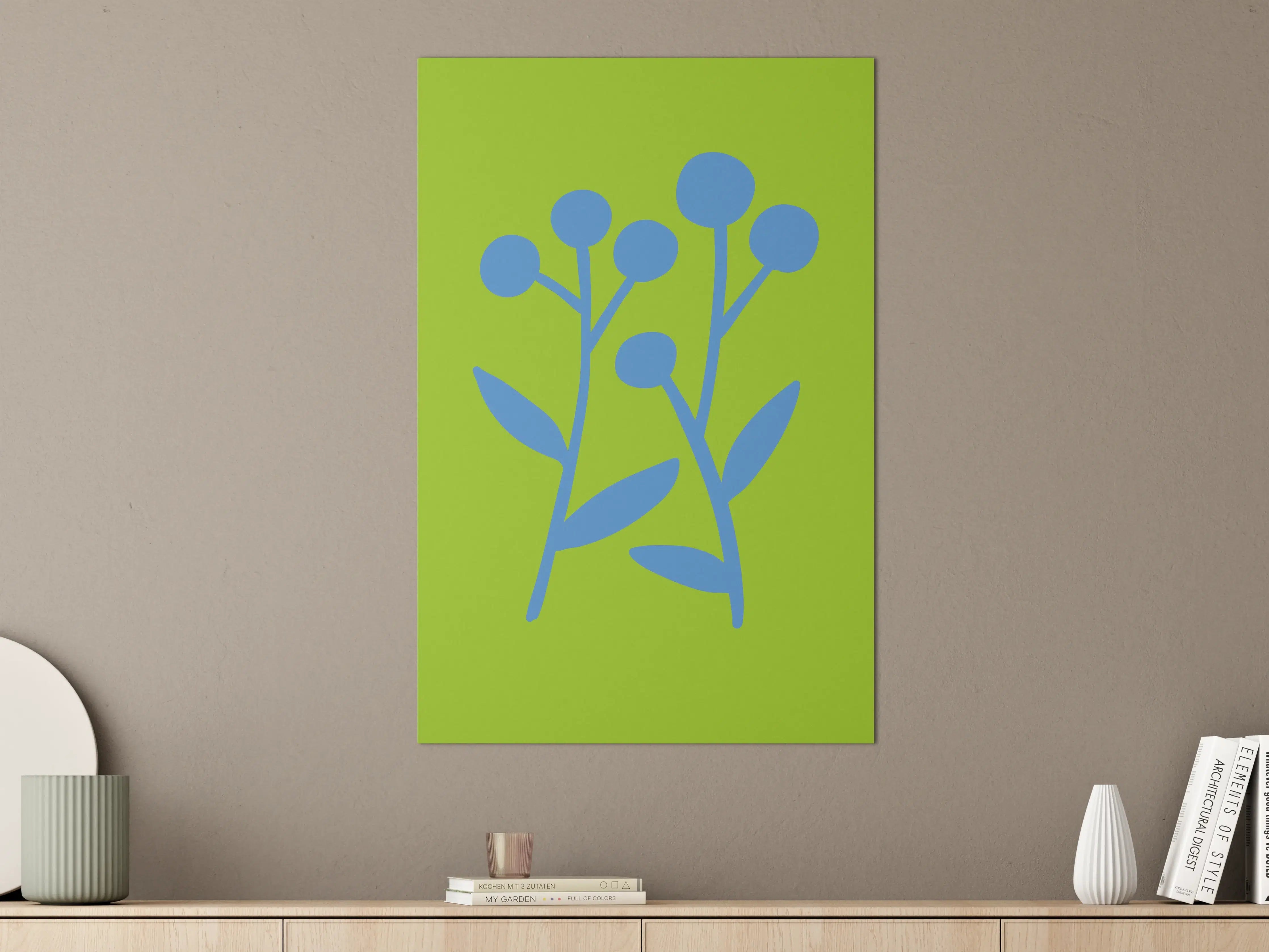 Große Wandbilder - Moderne blauer Pflanzen-Design