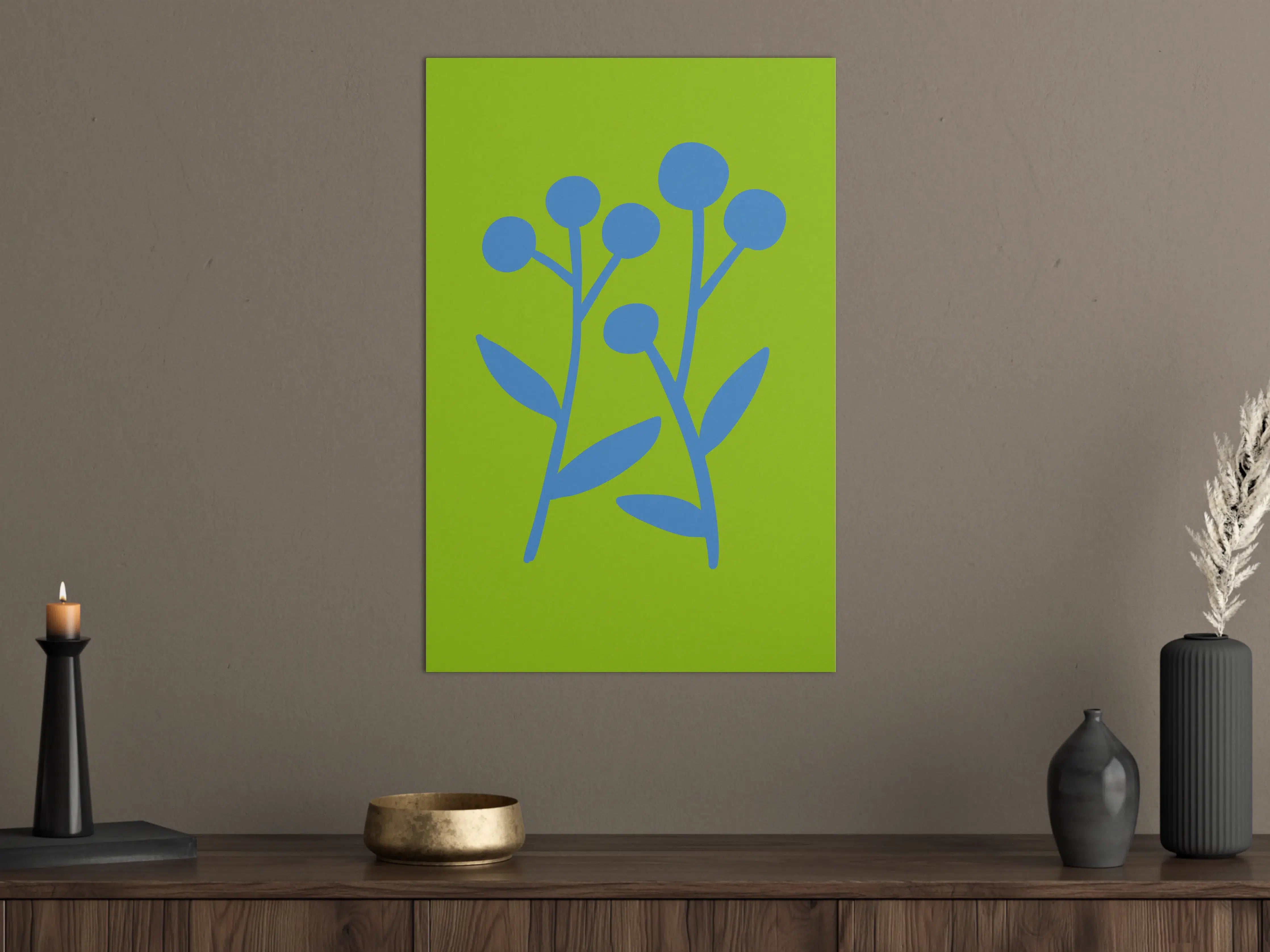 Große Wandbilder - Moderne blauer Pflanzen-Design