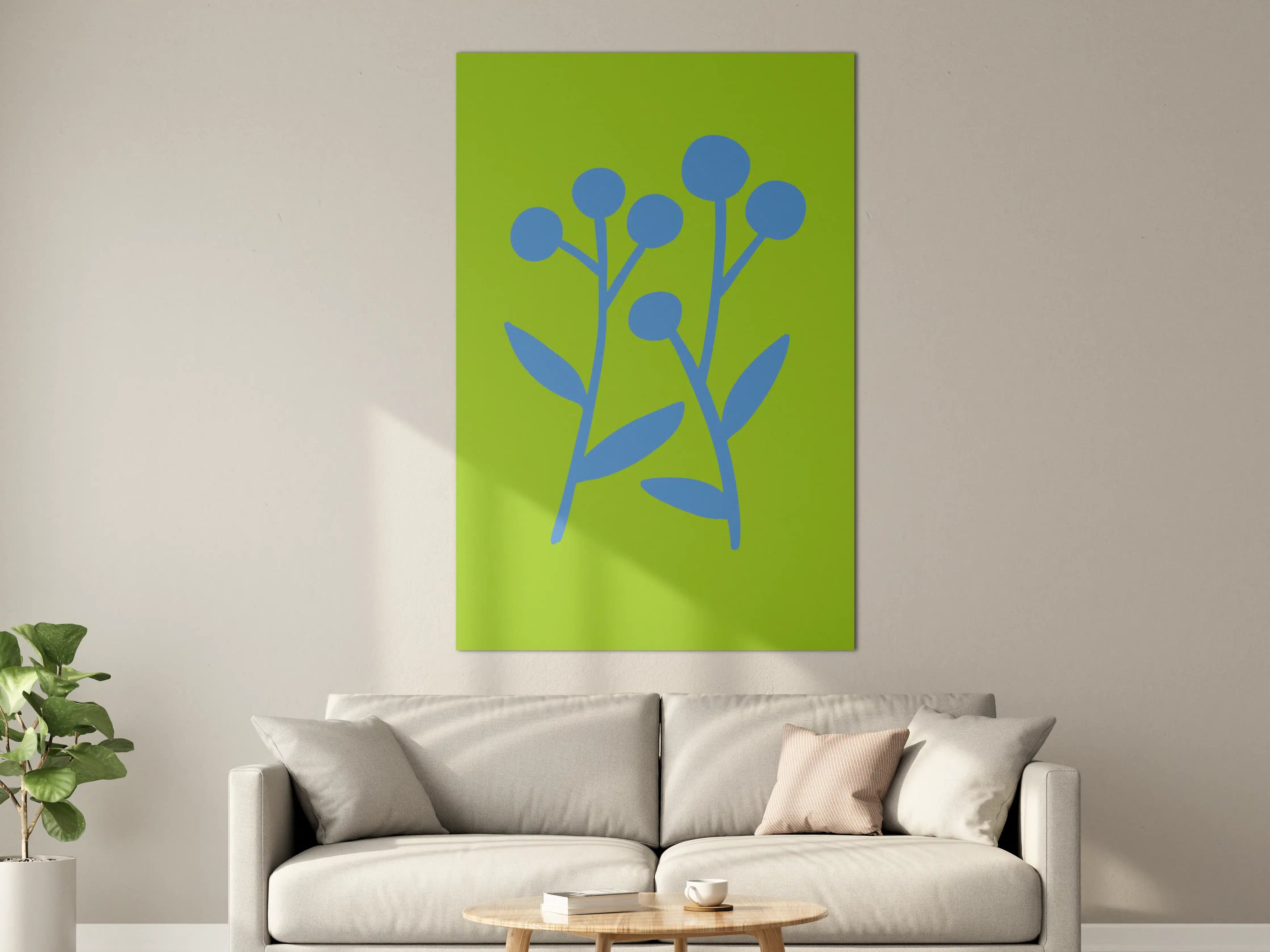 Große Wandbilder - Moderne blauer Pflanzen-Design