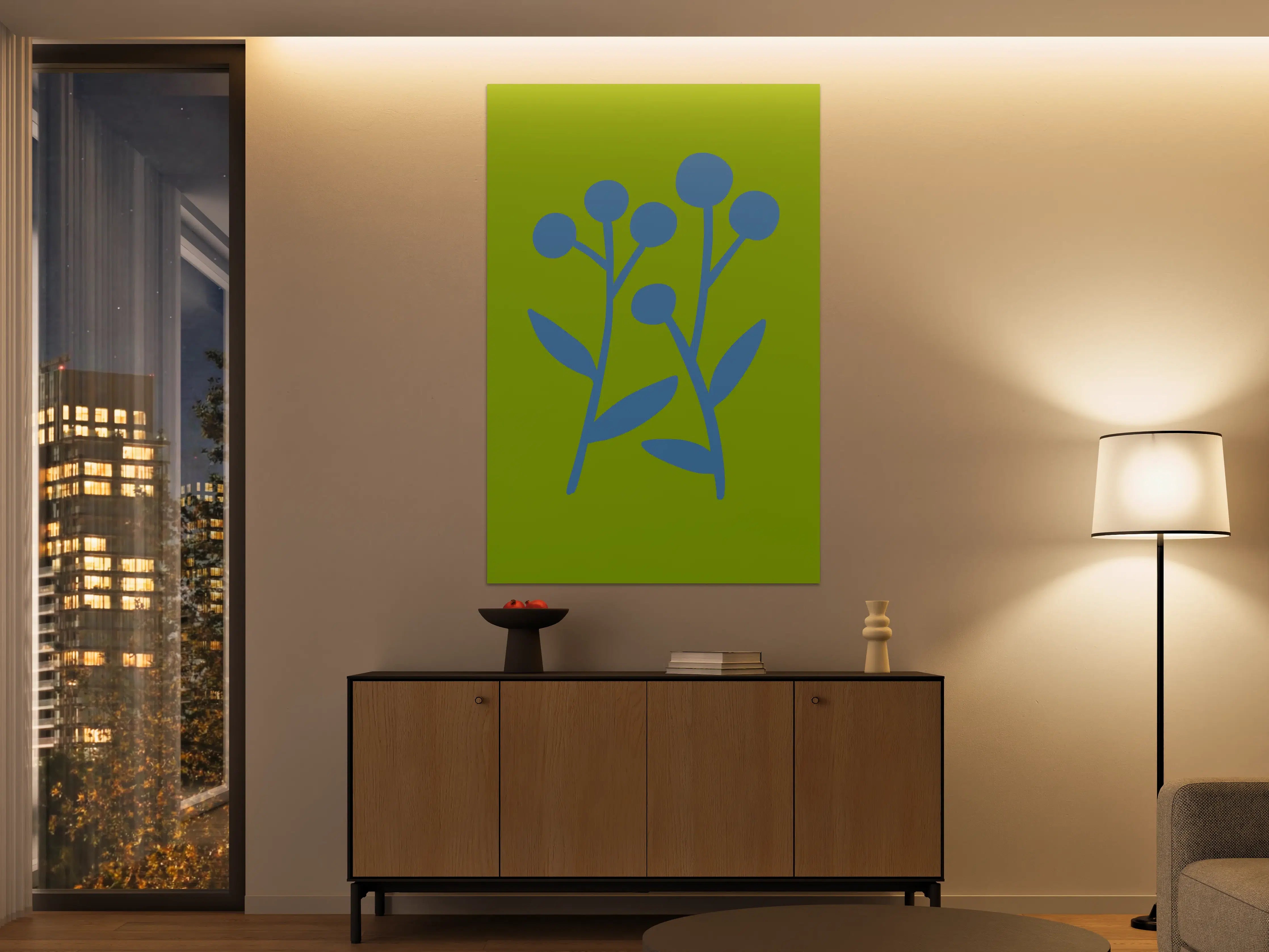 Große Wandbilder - Moderne blauer Pflanzen-Design