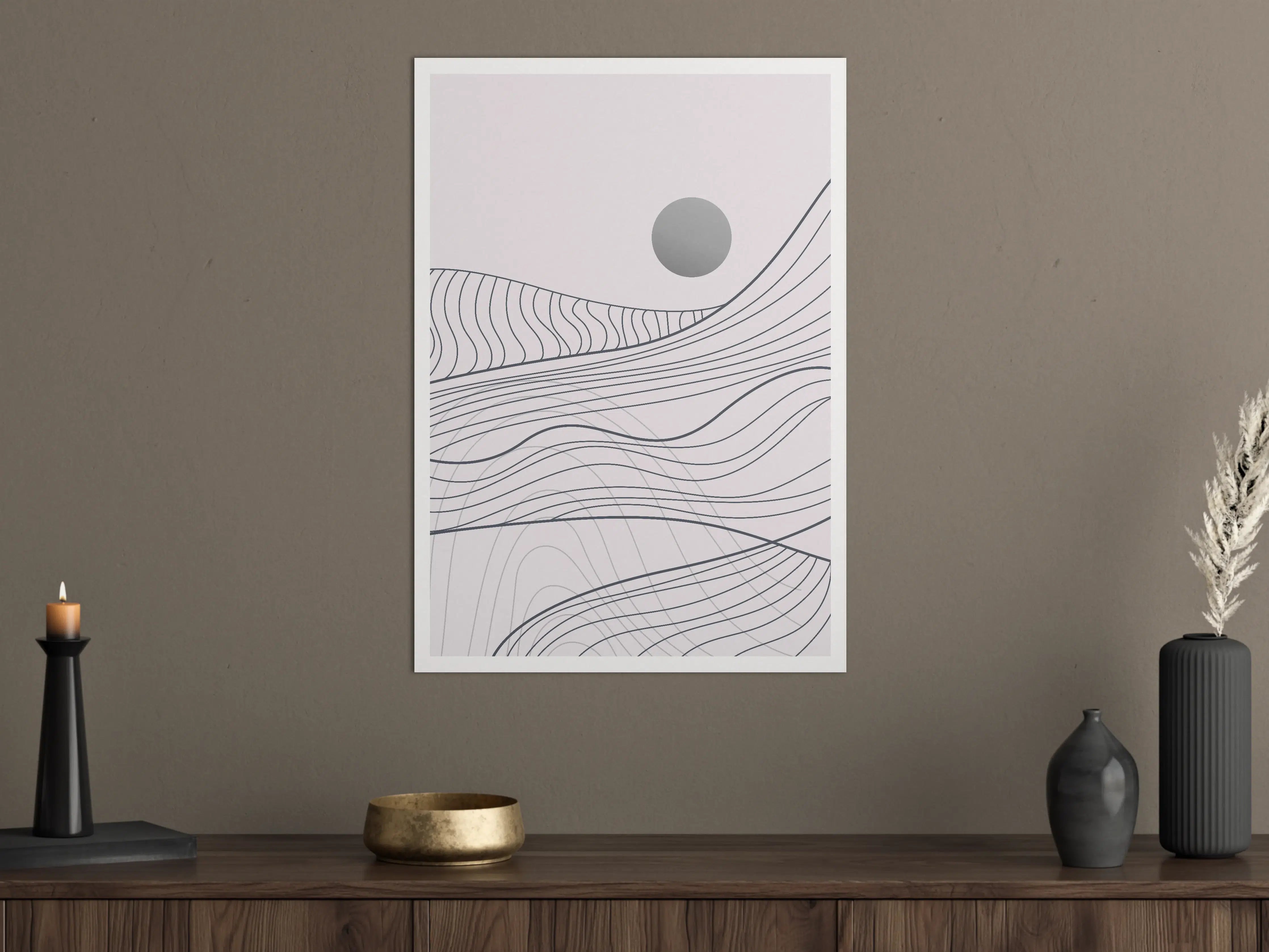 Große Wandbilder - Moderne geomentrische Landschaft in Grau und Weiß