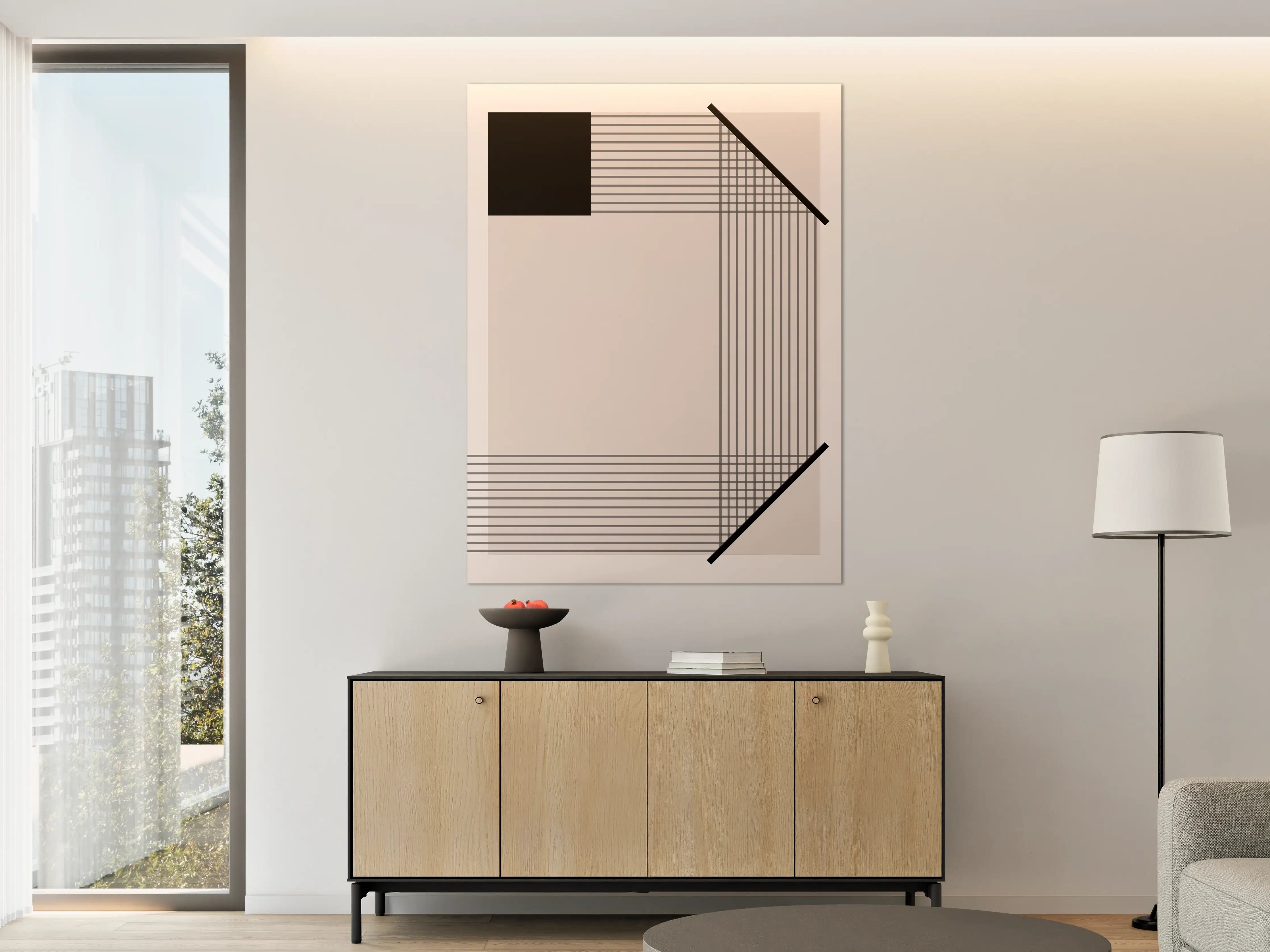 Große Wandbilder - Moderne geometrische Kunst in Beige und Schwarz