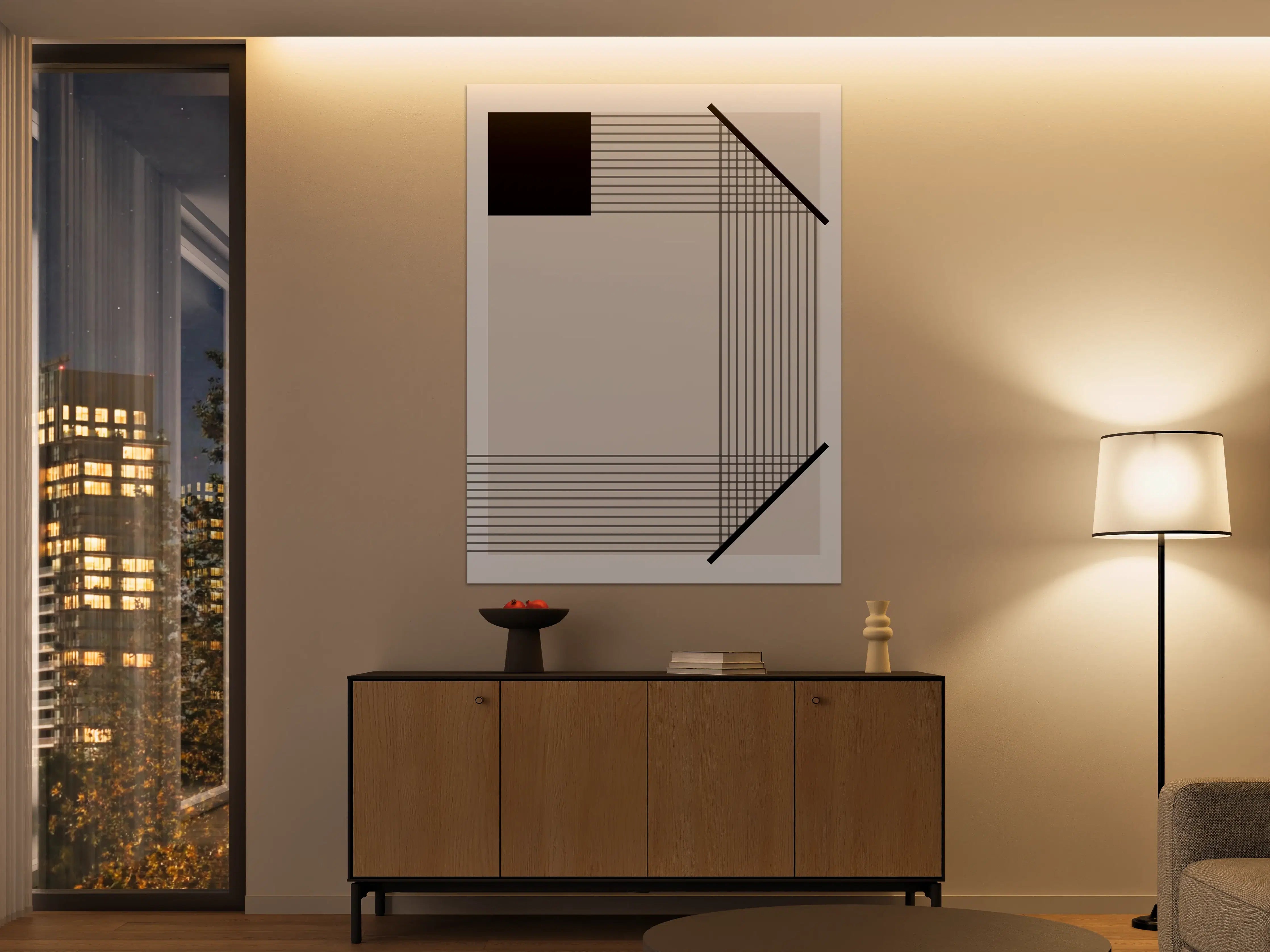 Große Wandbilder - Moderne geometrische Kunst in Beige und Schwarz