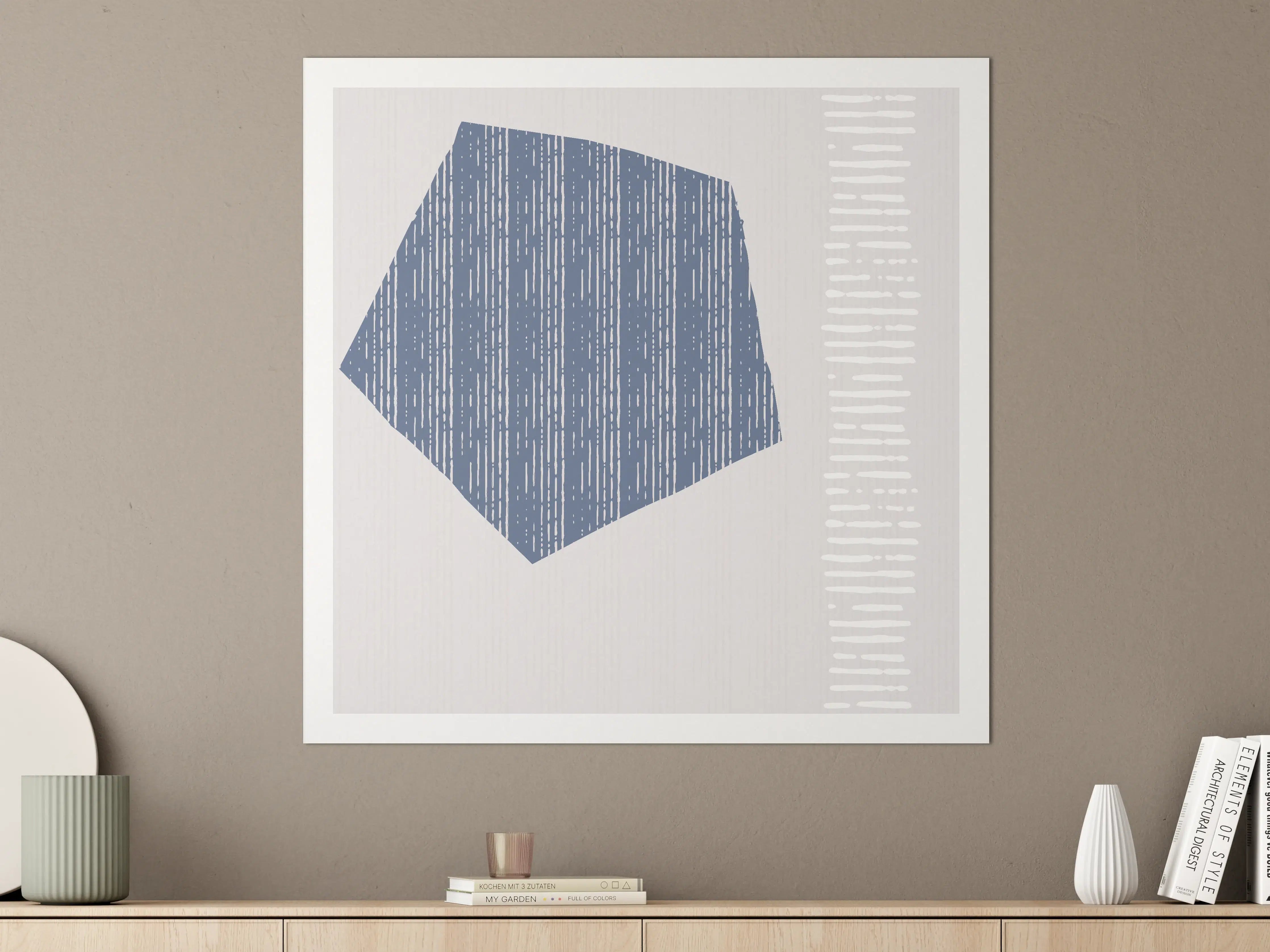 Große Wandbilder - Moderne geometrische Kunst in Blau und Grau