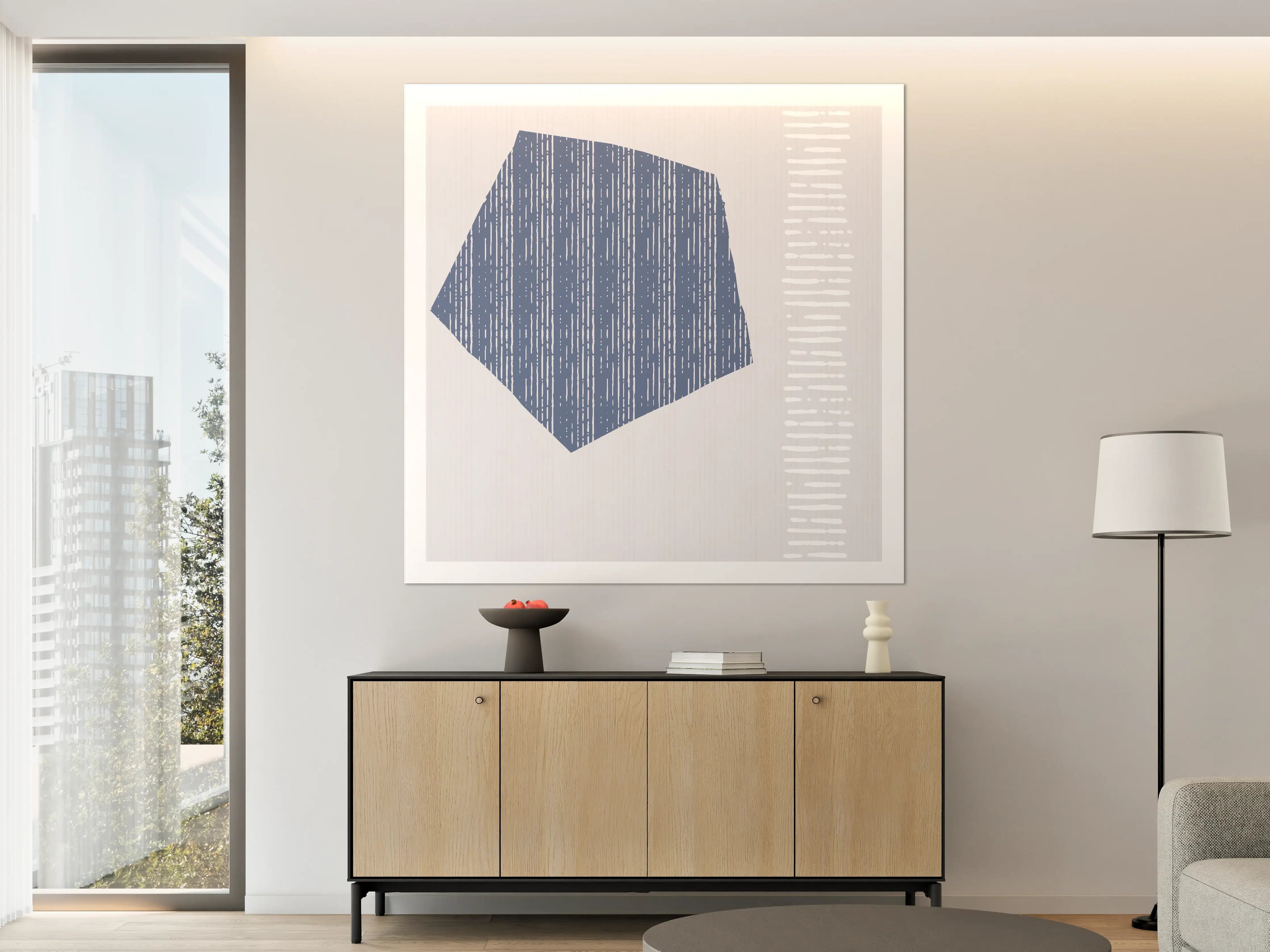 Große Wandbilder - Moderne geometrische Kunst in Blau und Grau