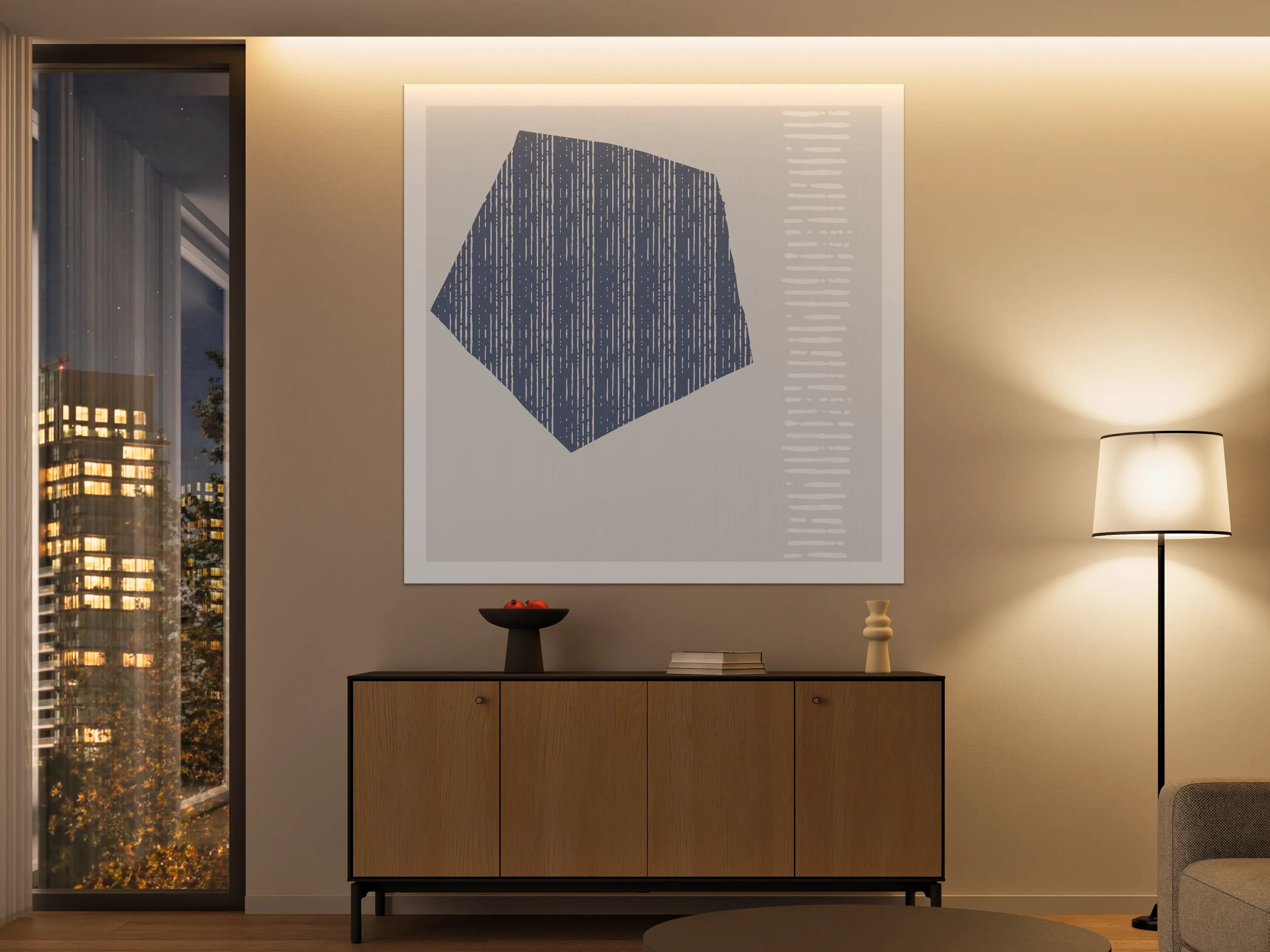 Große Wandbilder - Moderne geometrische Kunst in Blau und Grau