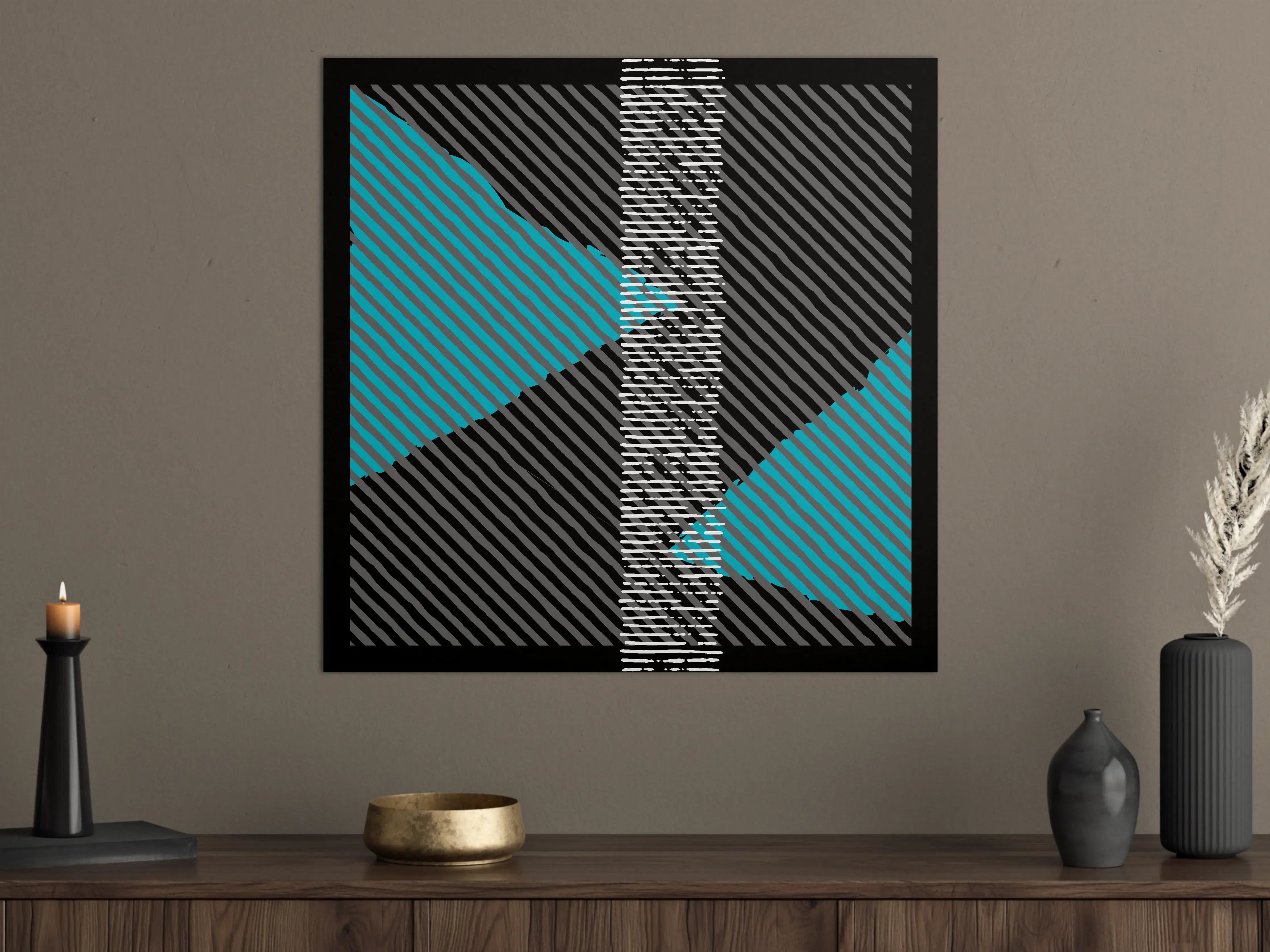 Große Wandbilder - Moderne geometrische Kunst in Schwarz, Grau und Blau