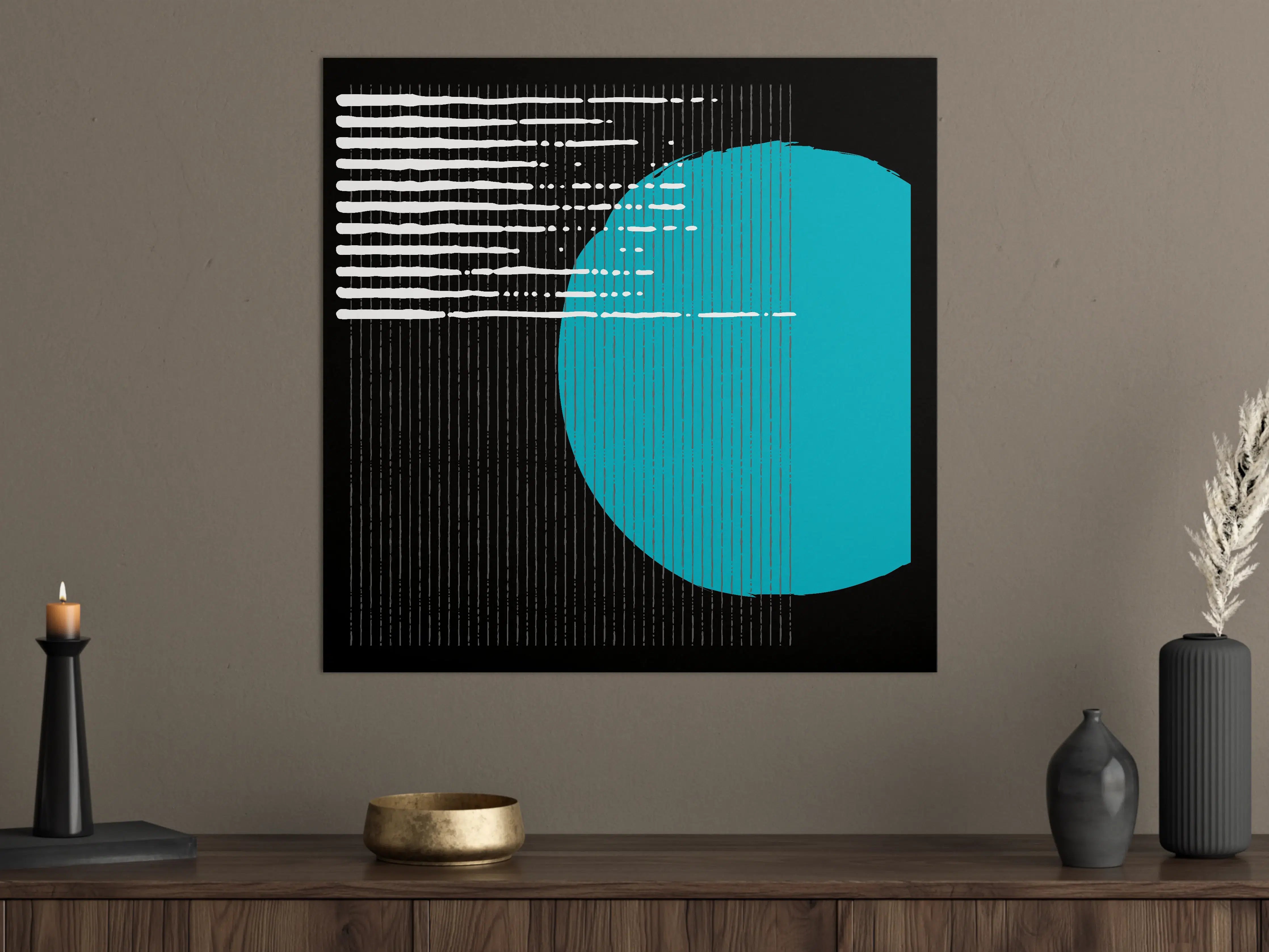 Große Wandbilder - Moderne geometrische Kunst mit Blau und Schwarz