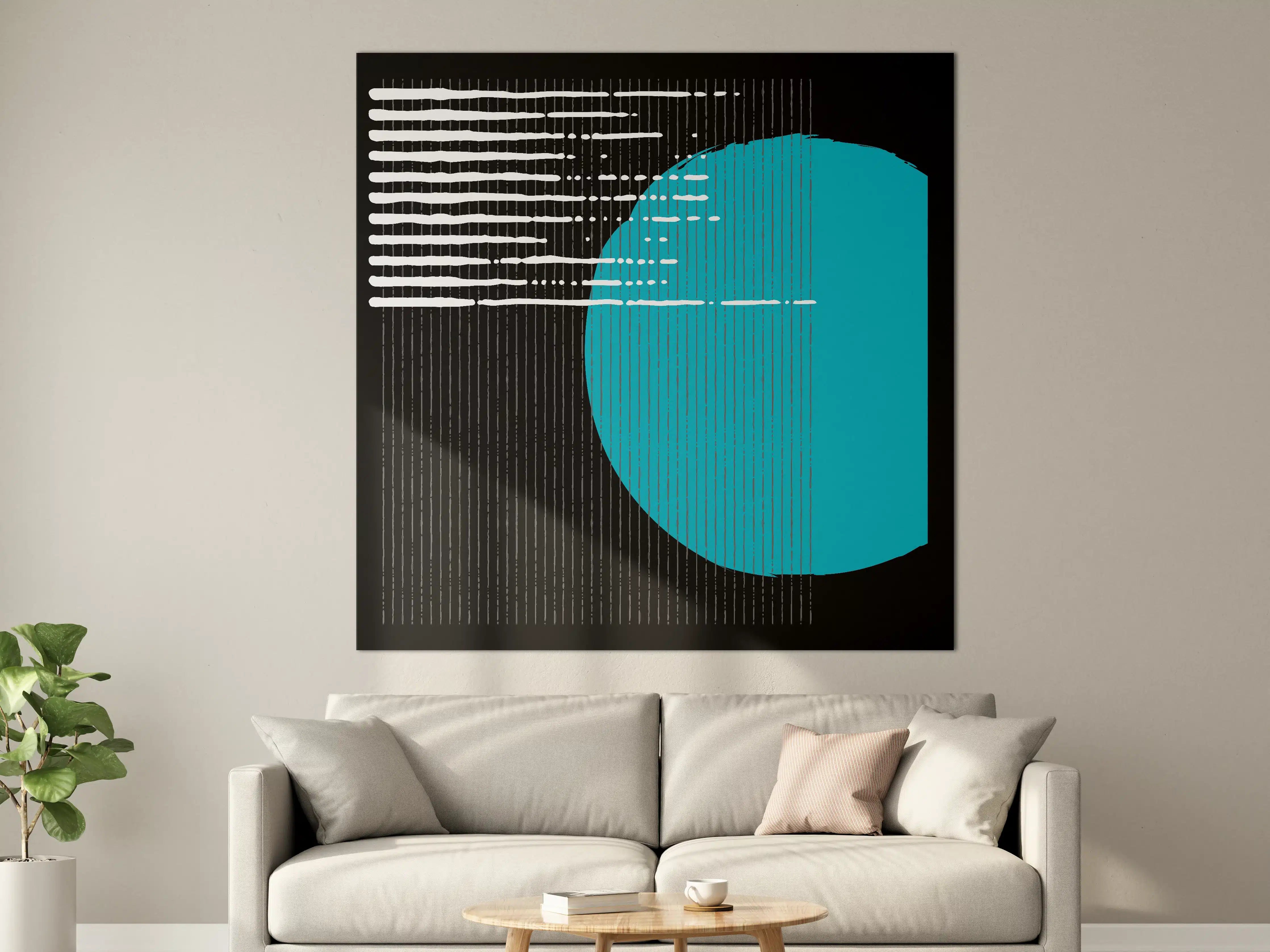 Große Wandbilder - Moderne geometrische Kunst mit Blau und Schwarz