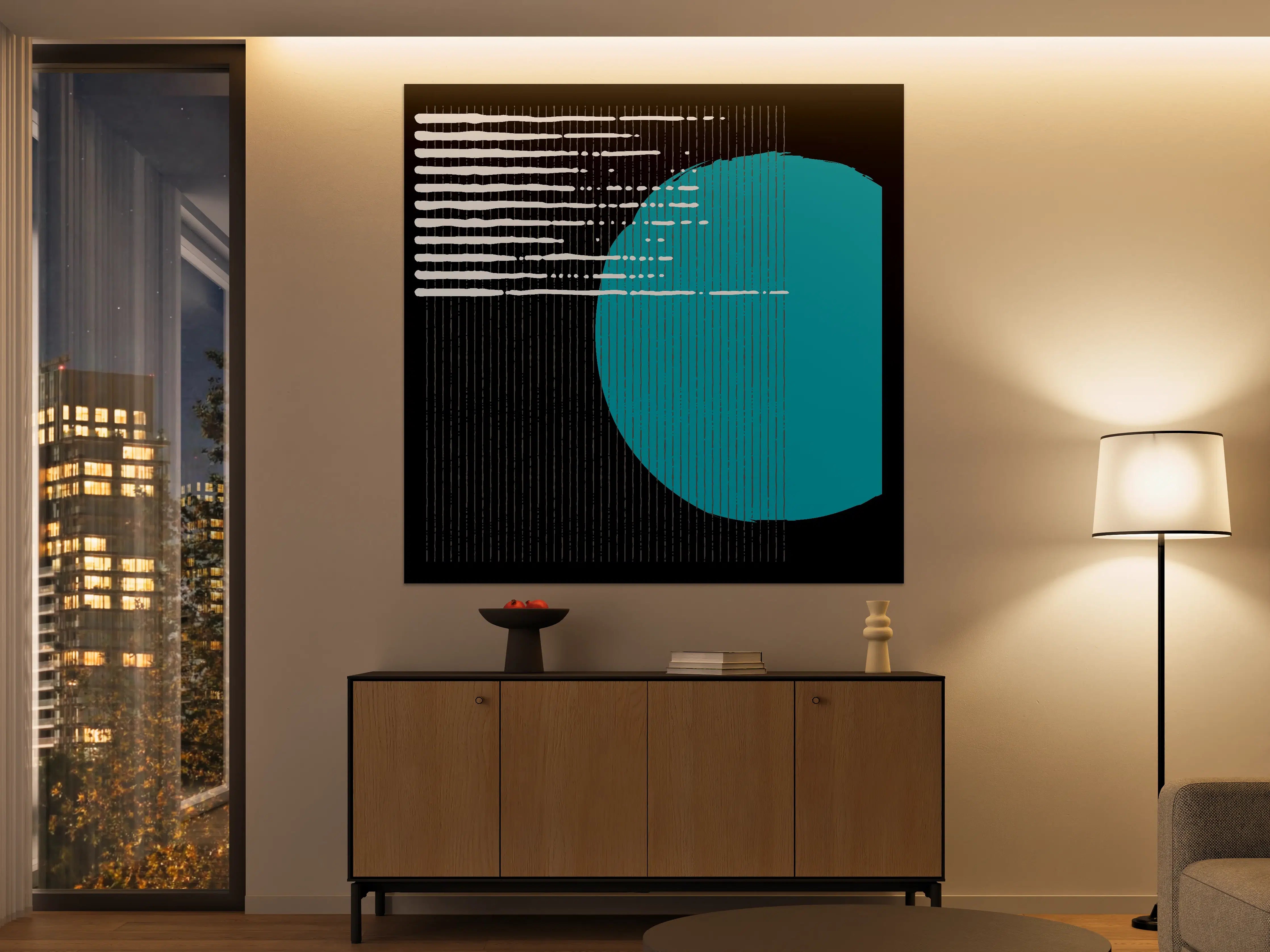 Große Wandbilder - Moderne geometrische Kunst mit Blau und Schwarz