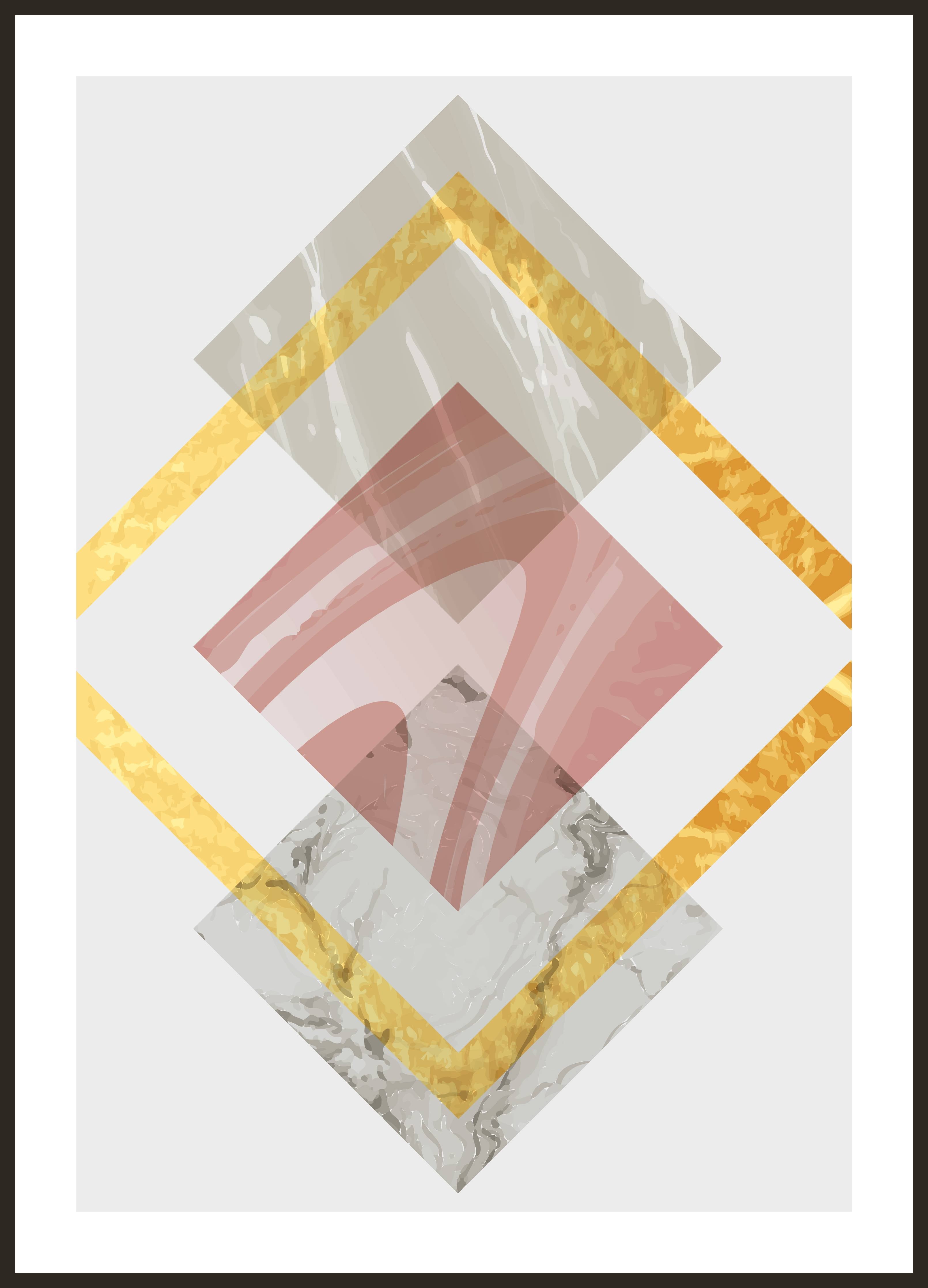 Große Wandbilder-Moderne geometrische Kunst mit Goldakzenten